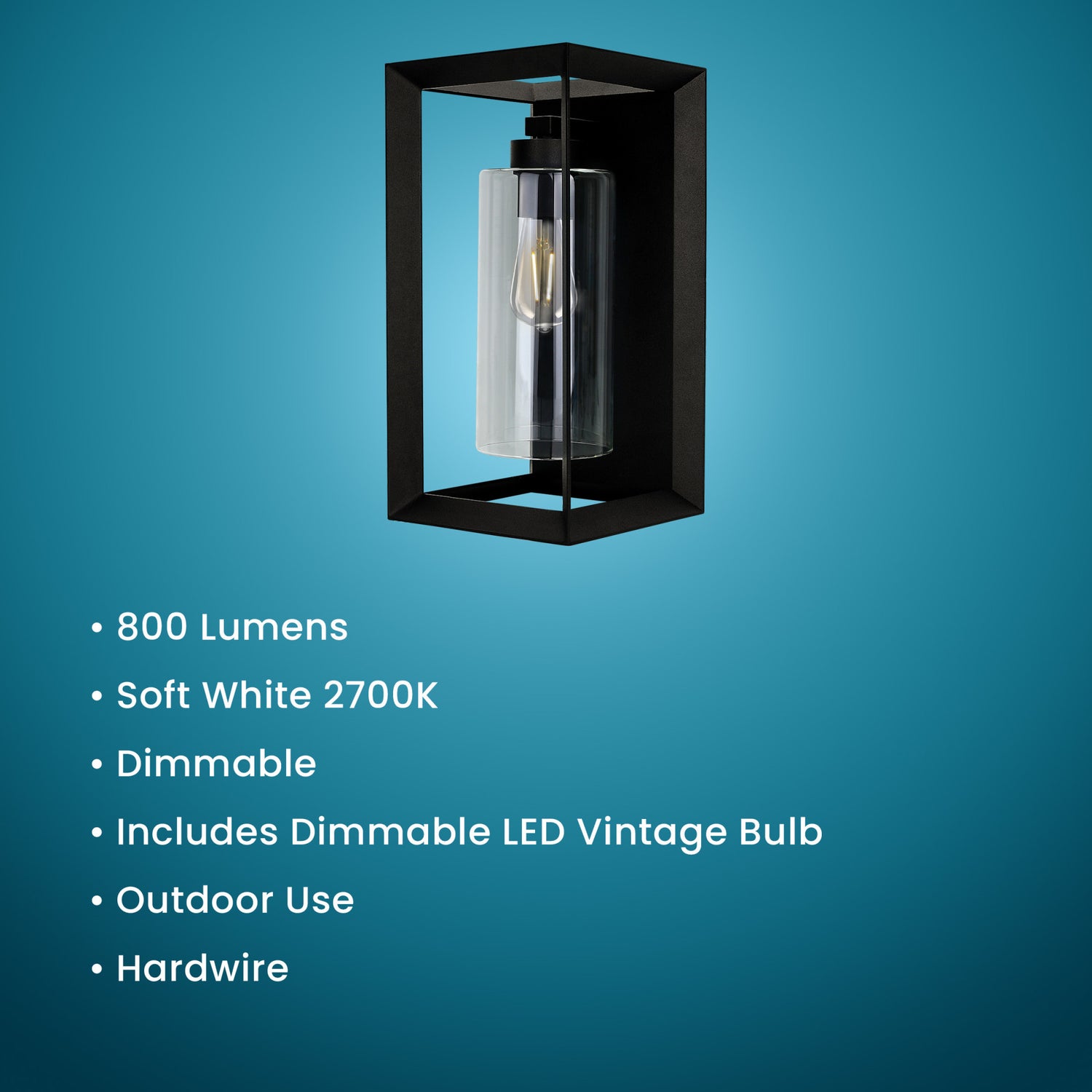 14 in. Soft White (2700K) Rectangular Lantern, Black