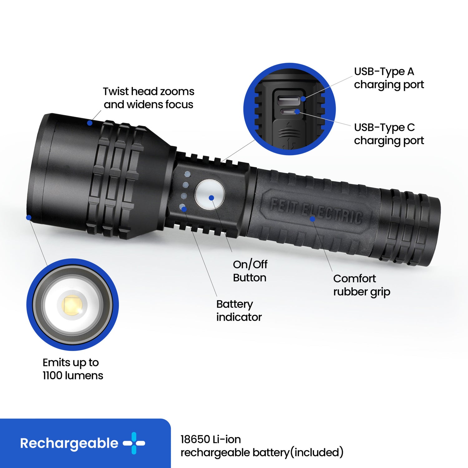 7.3 in. Long Range LED Flashlight