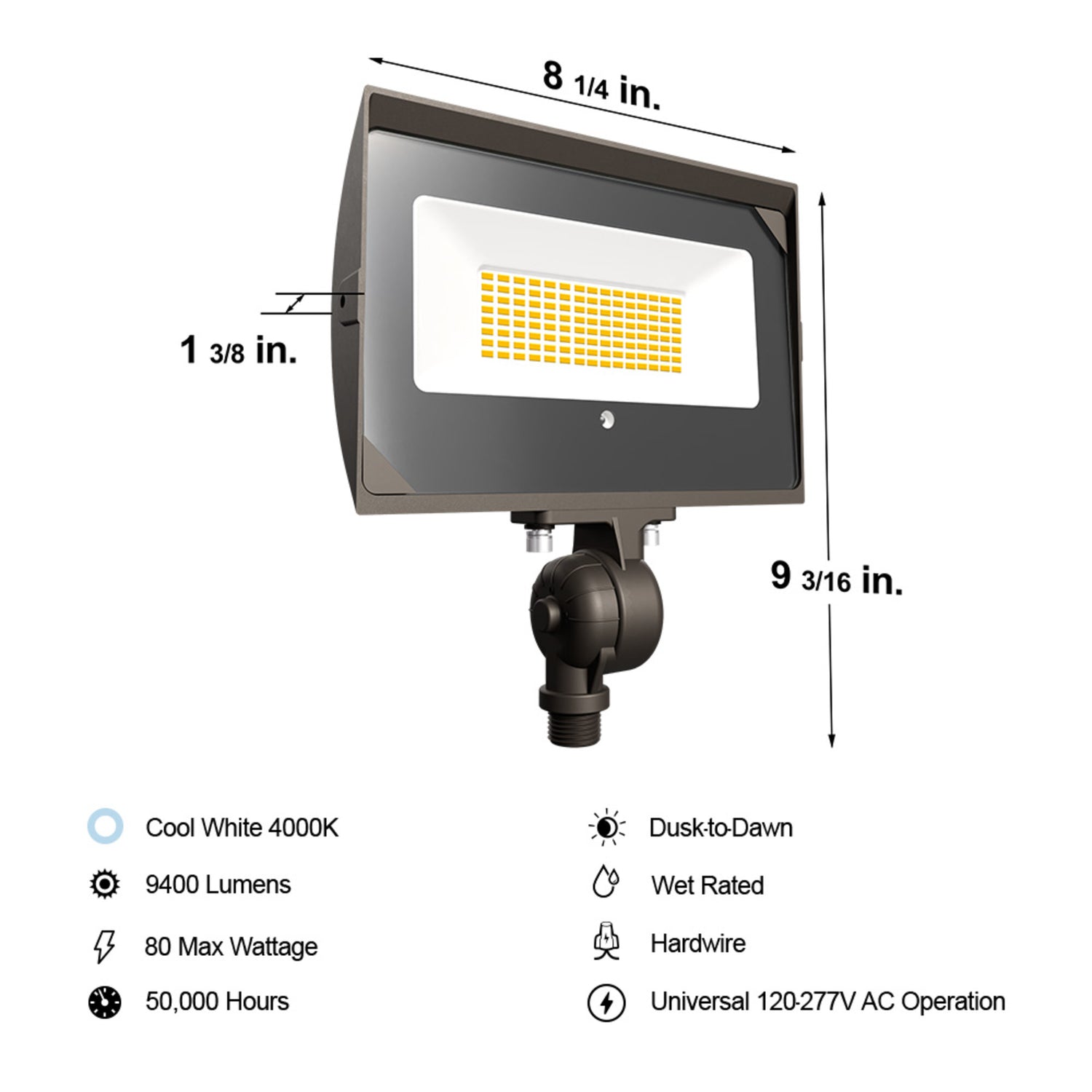 9400 Lumen 4000K Dusk to Dawn LED Flood Light (2-Pack)