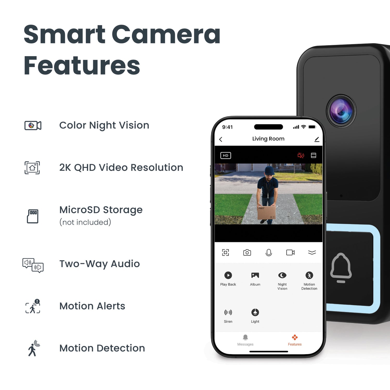 Wired AI Smart Camera Doorbell