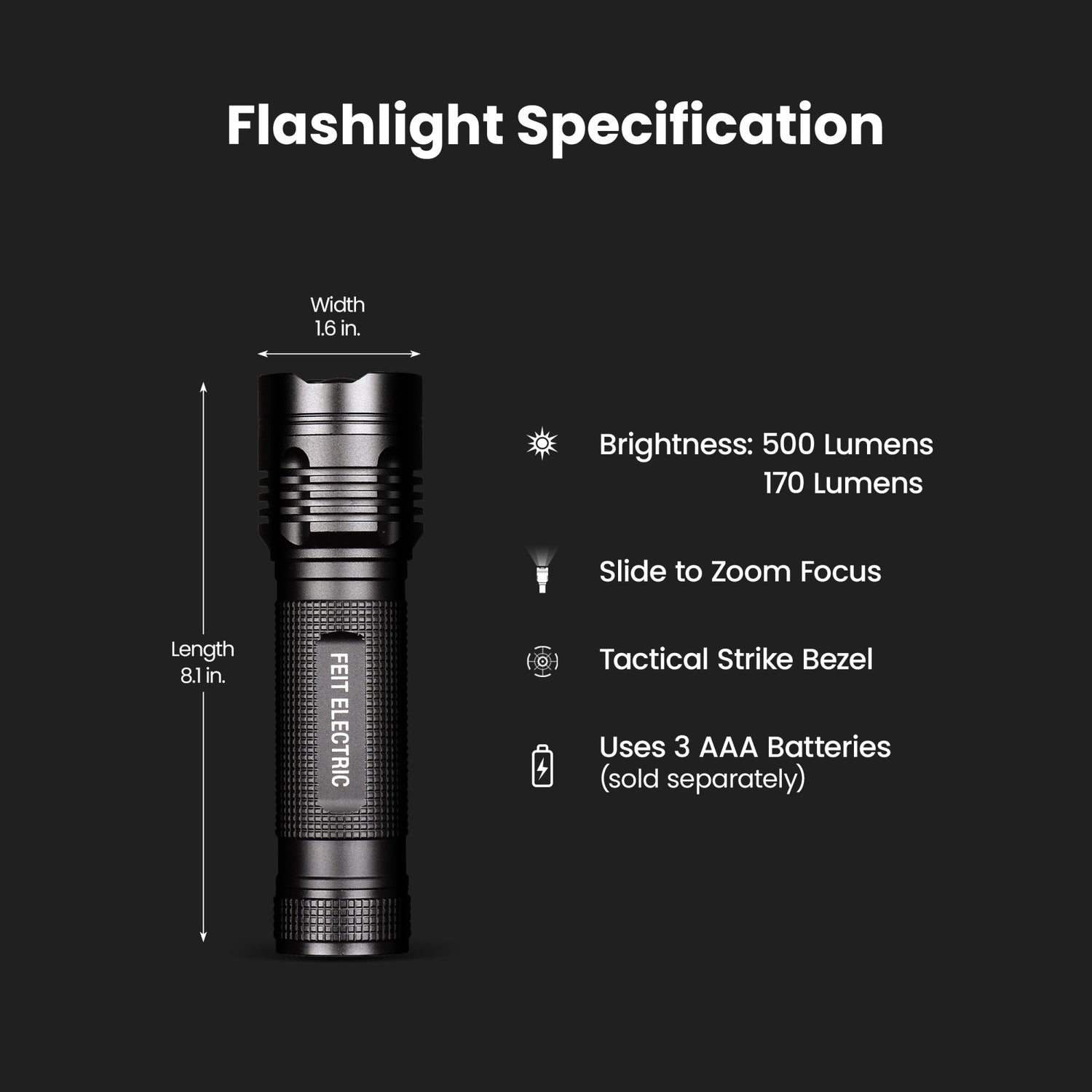 500 Lumens Tactical LED Flashlight