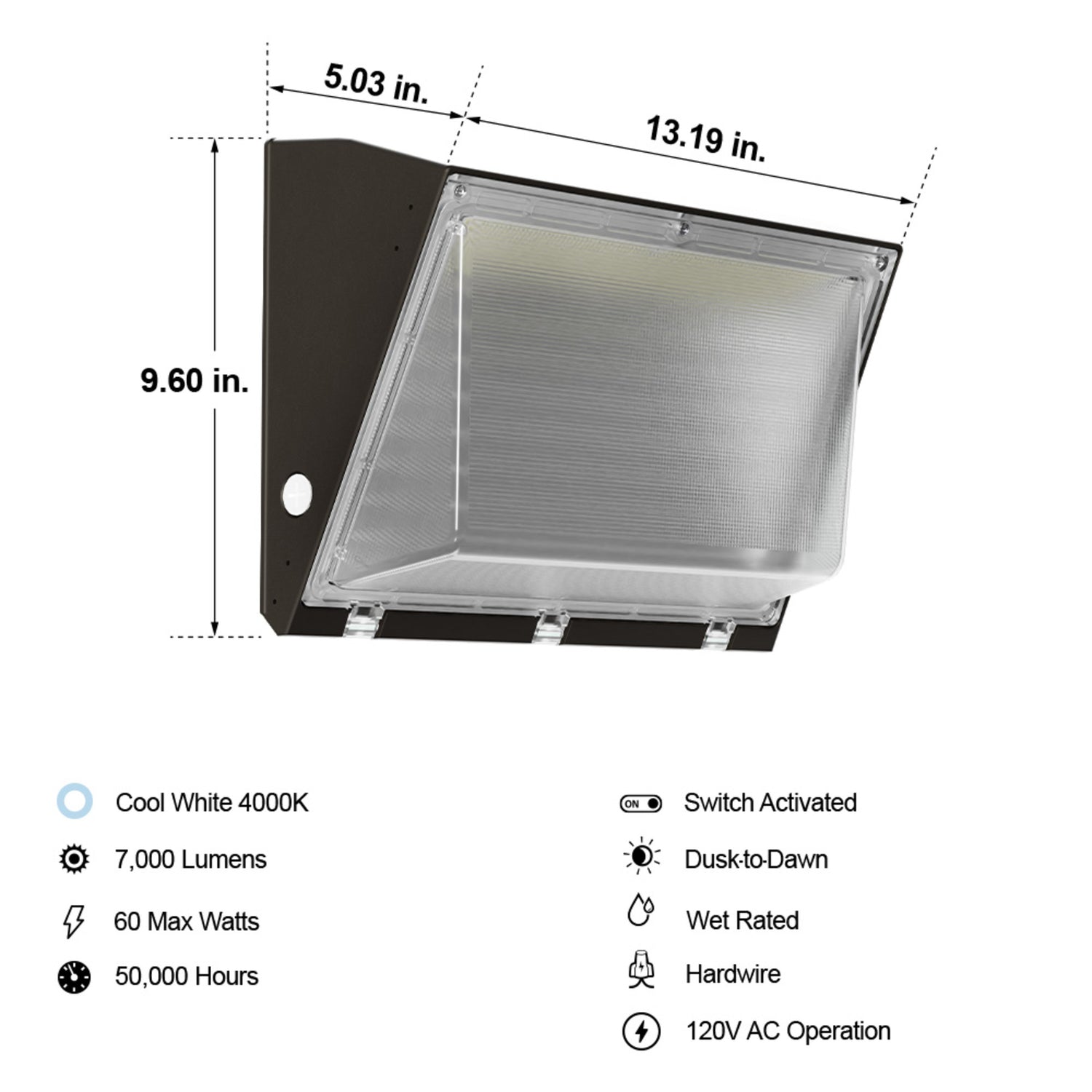 7000 Lumen 4000K Dusk to Dawn LED Wall Pack Light (2-Pack)