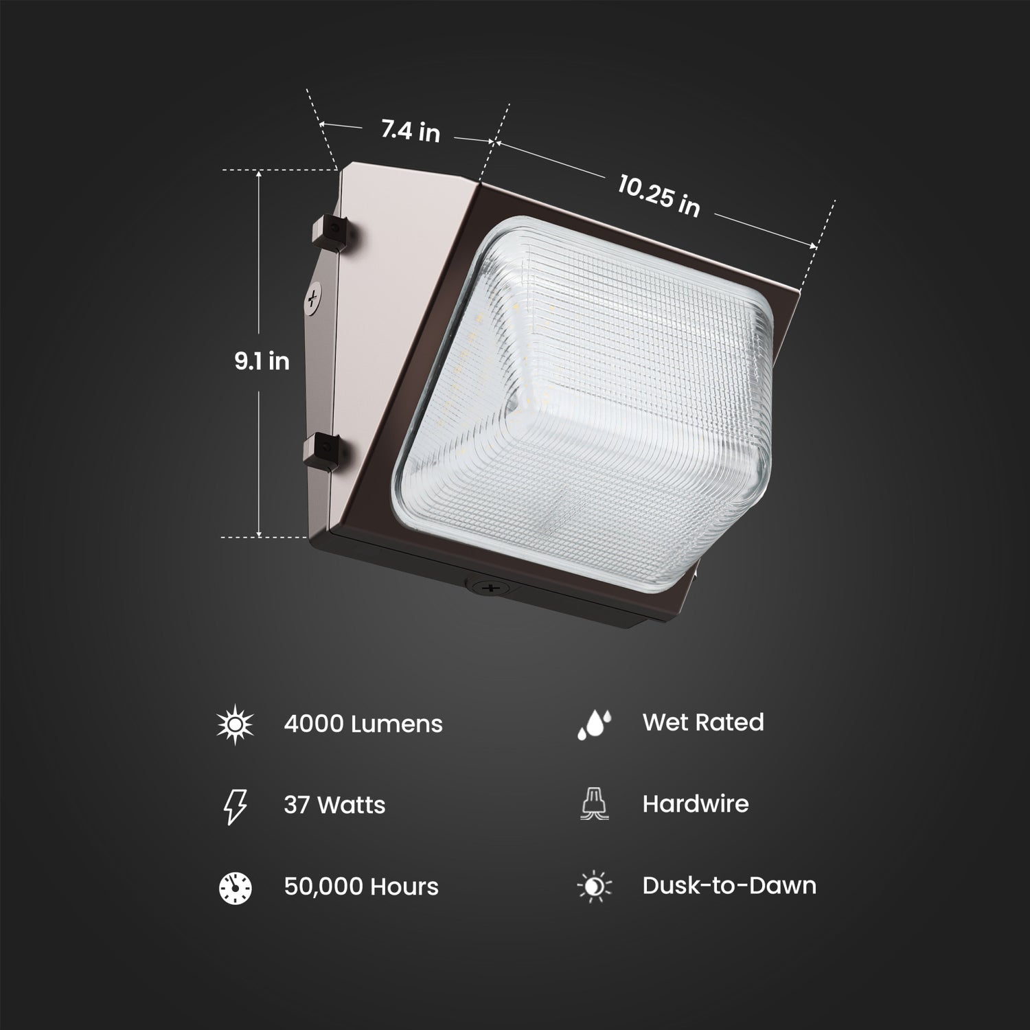 4000 Lumens Bright White (4000K) Commercial Wall Pack Light