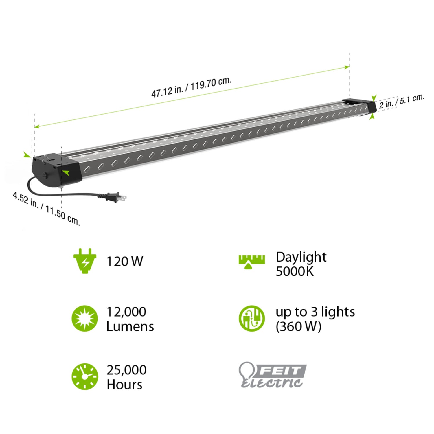 4 ft. 120W Daylight (5000K) High Output LED Shop Light