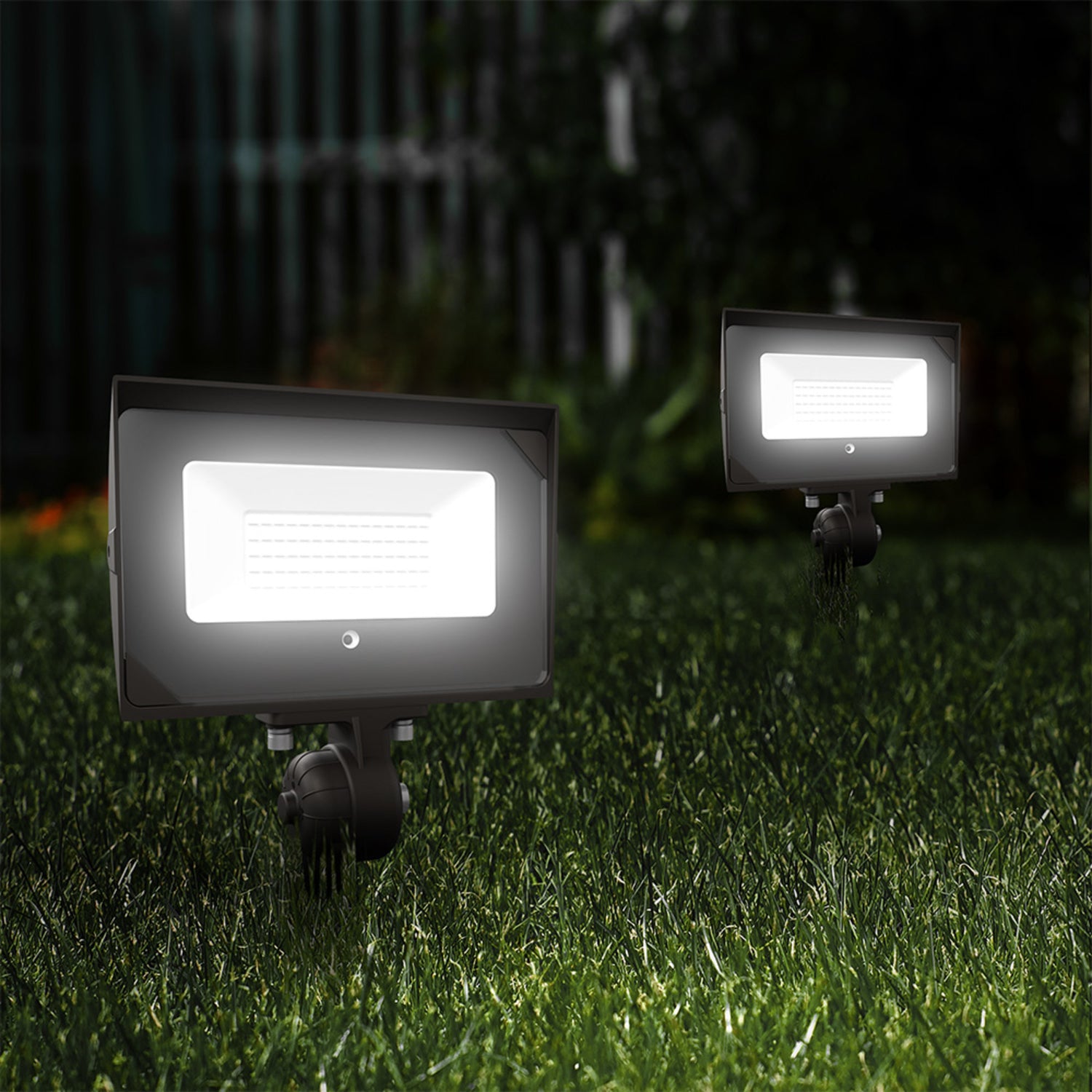 50W Cool White 4000K 5600 Lumens Bronze LED Flood Light (2-Pack)