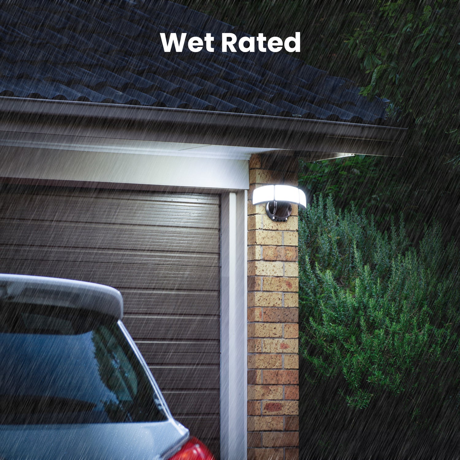 10.5 in. Adjustable White Triple Head Motion Security Flood Light, Bronze