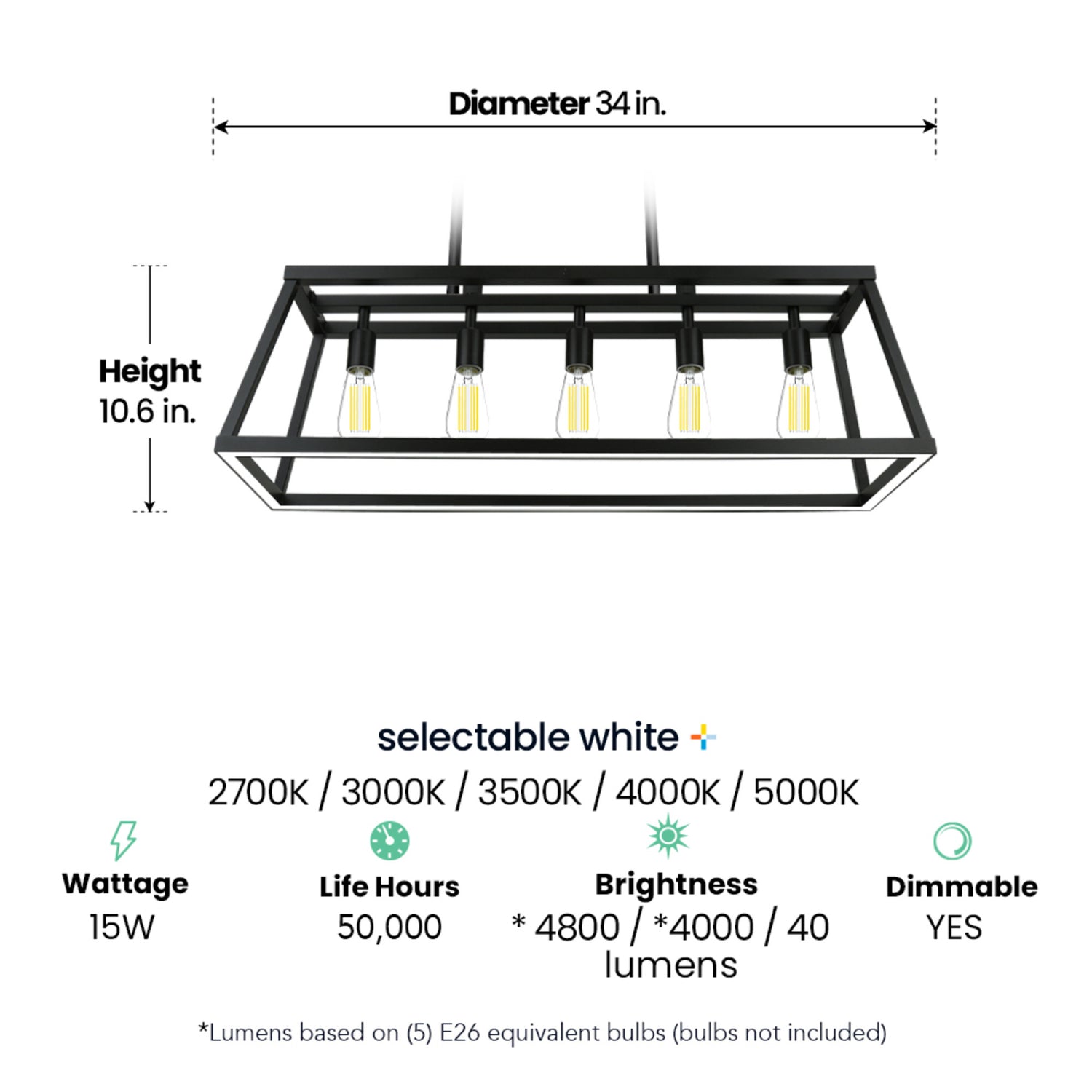 Katalyst Collection LED Decorative 5-Light Chandelier Matte Black