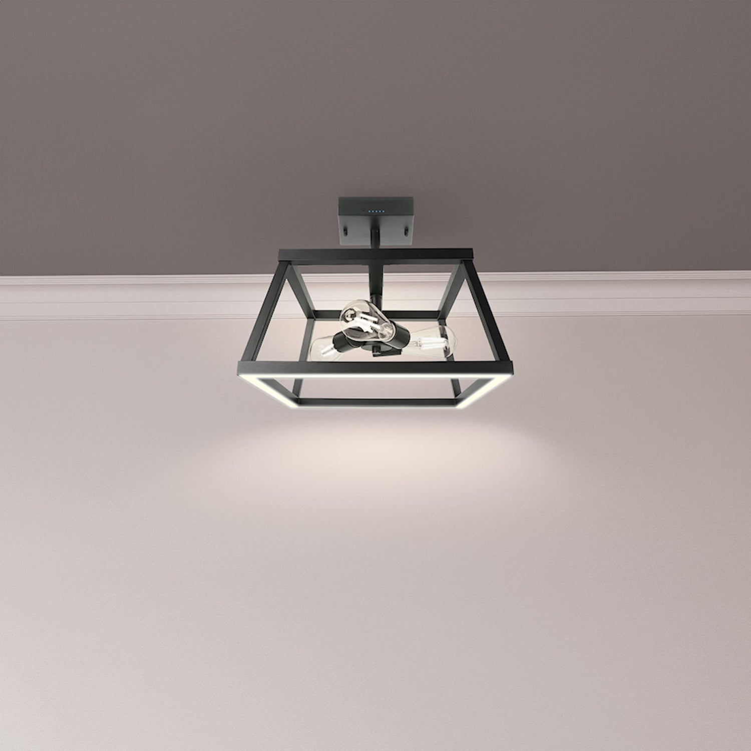 Katalyst Collection 15 in. Decorative 3-Light Trapezoid Semi-Flush Mount