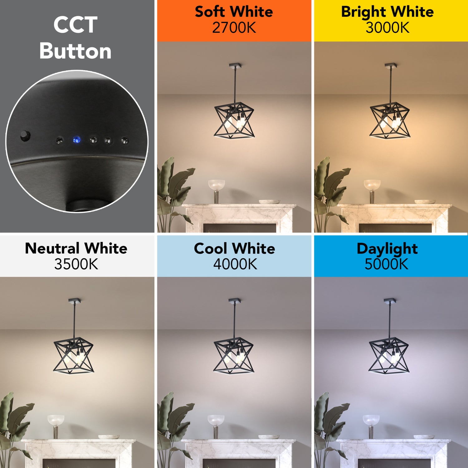 Katalyst Collection LED Decorative 4-Light Criss-Cross Pendant, Matte Black