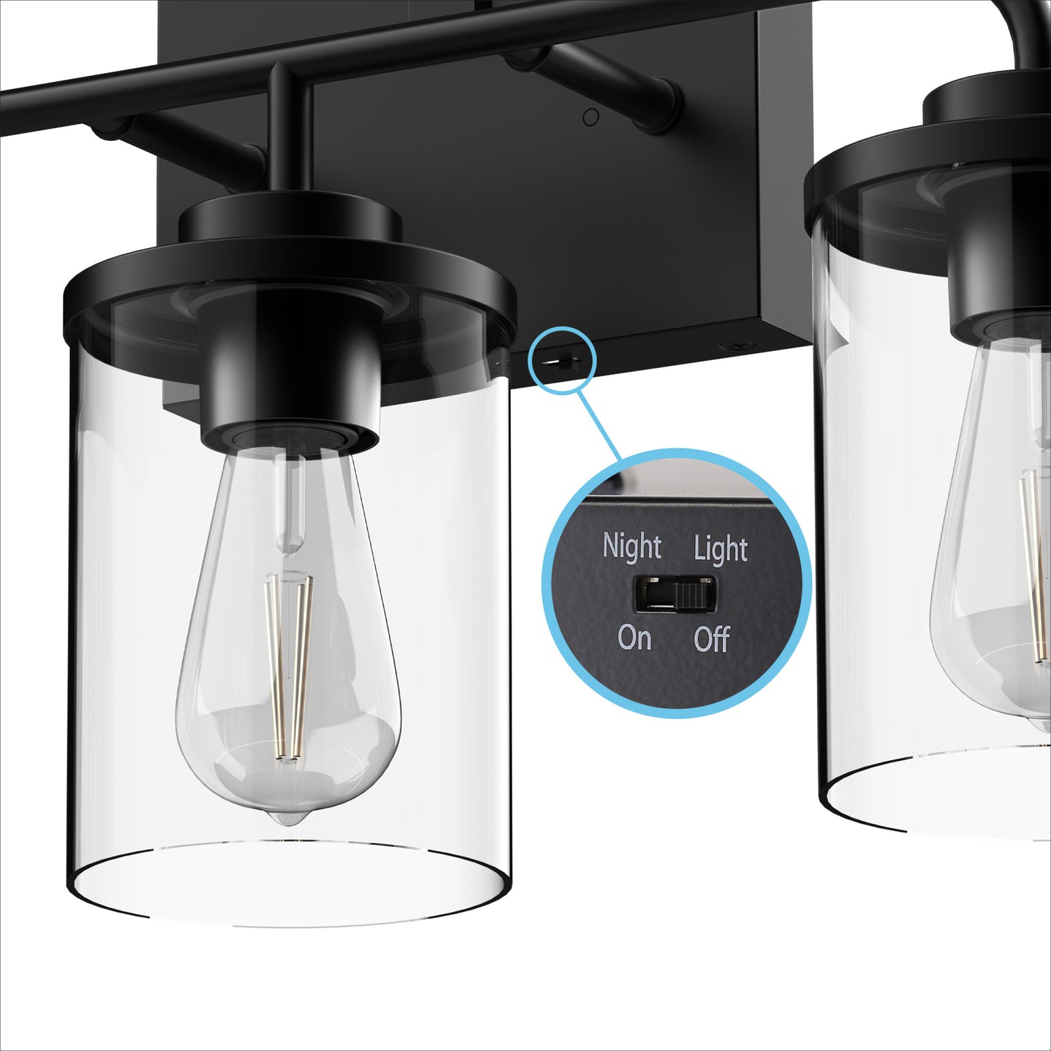 Emerson 3-Light Vanity with Motion Night Light, Matte Black