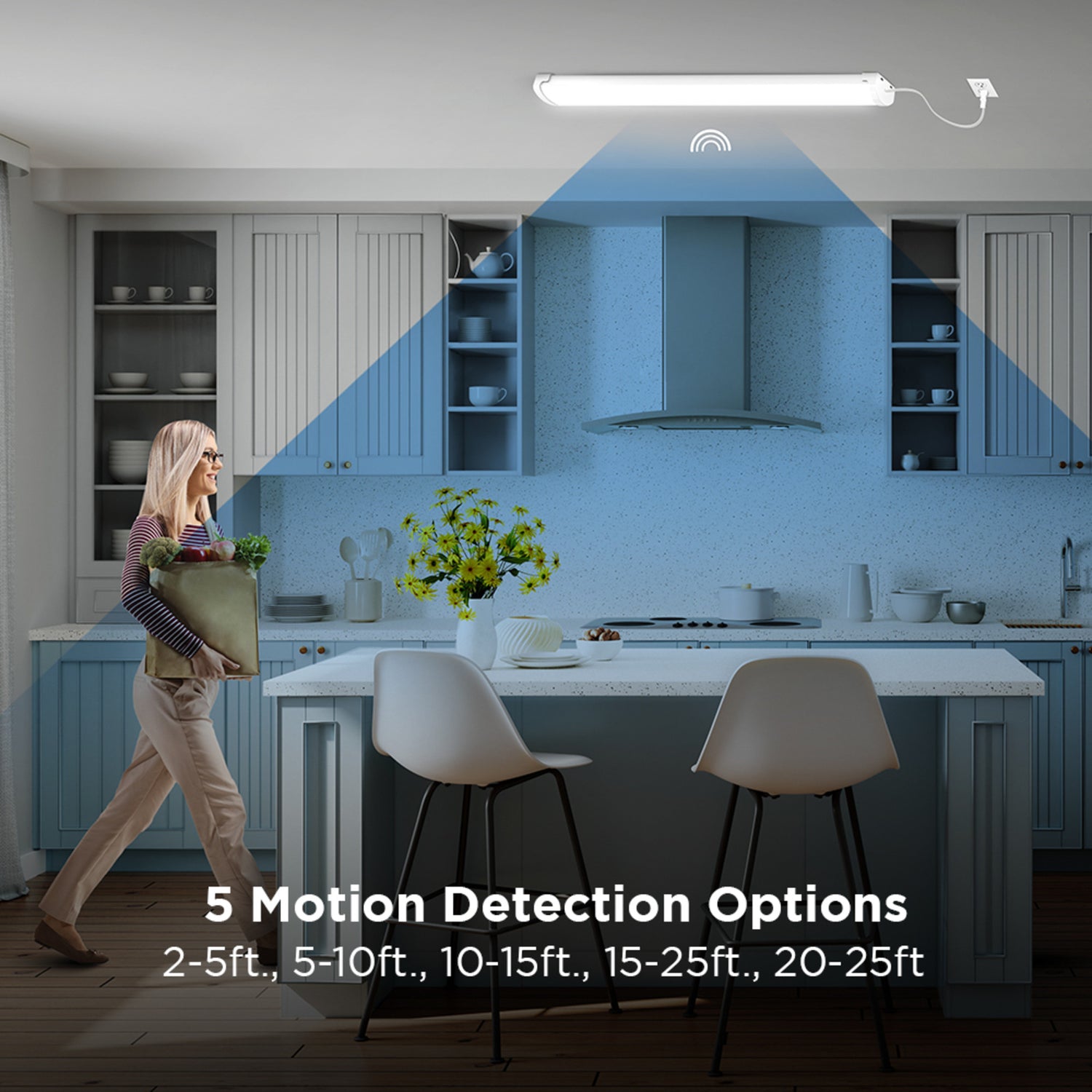 4Ft Utility Light 55W With Motion Sensor and Remote