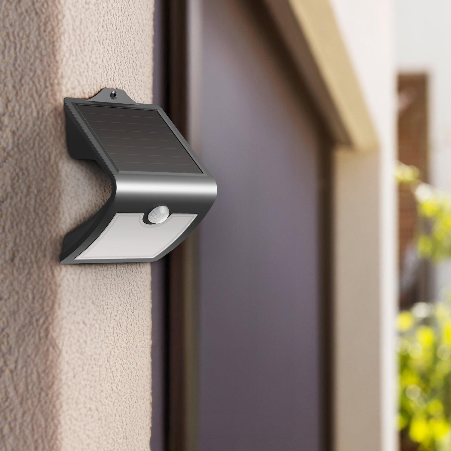 Black V-Shape Solar Powered LED Security Light with Dusk to Dawn and Motion Sensor in Daylight (5000K)