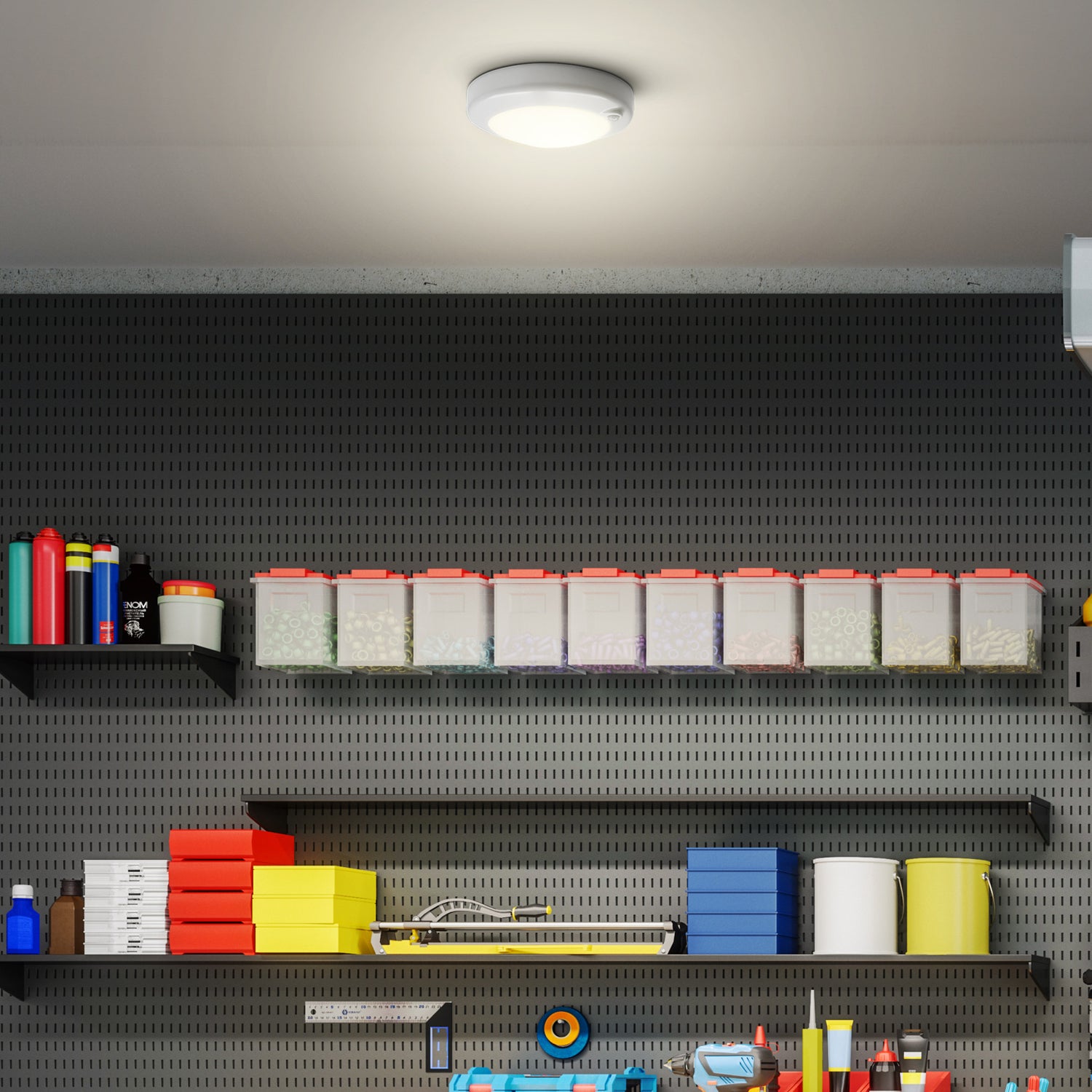 7.5 in. Round Rechargeable Battery Remote Controlled Ceiling Fixture