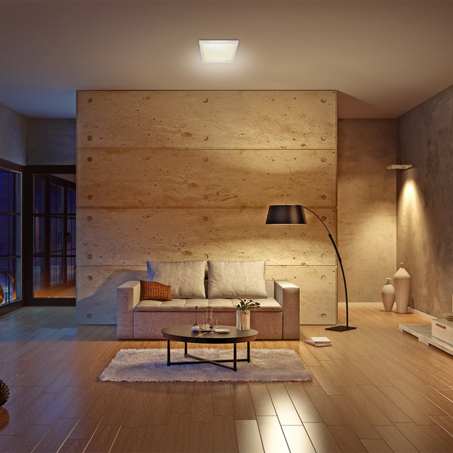 7.5 in. 10.5W (65W Replacement) Color Selectable (5CCT) White Square Flat Panel Ceiling Downlight