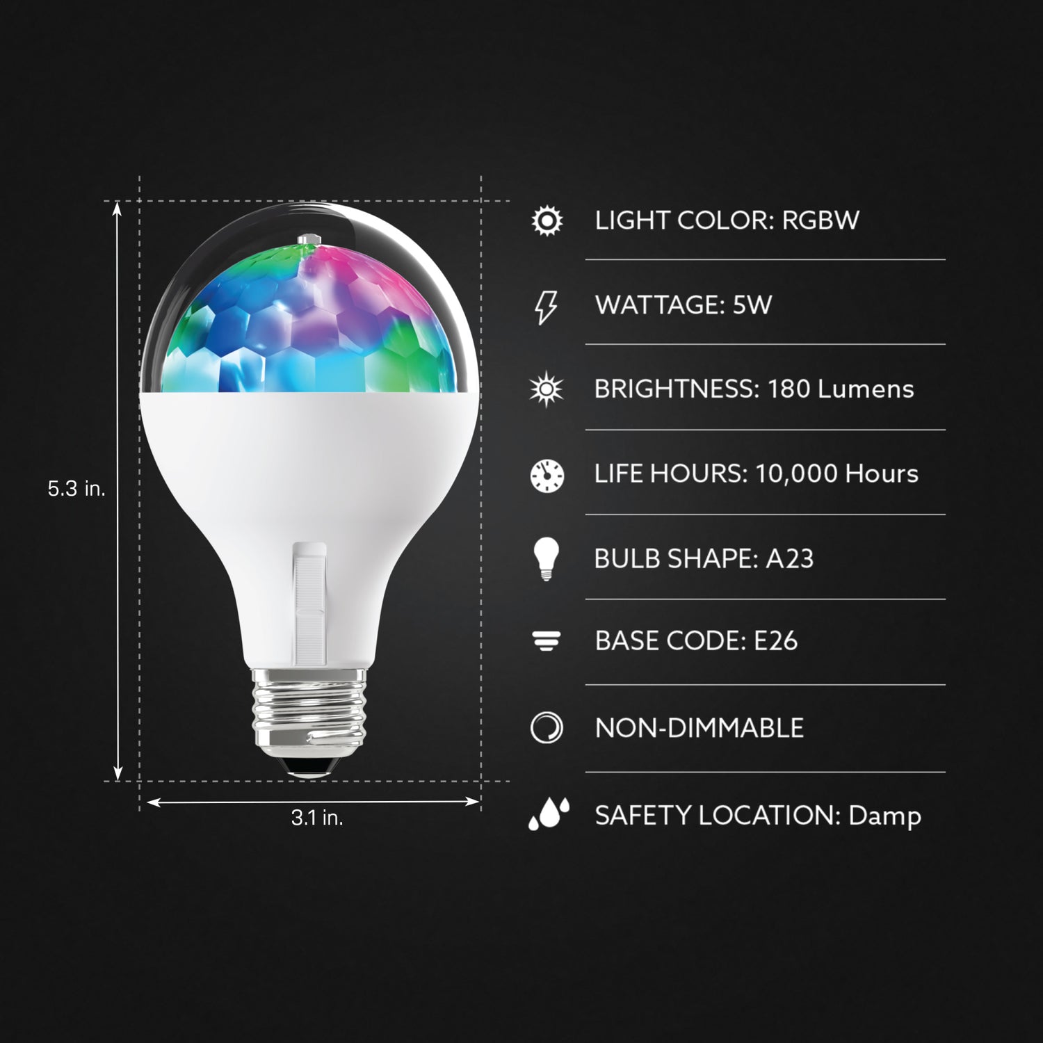 LED 4-Mode Multicolor Rotating Disco Light