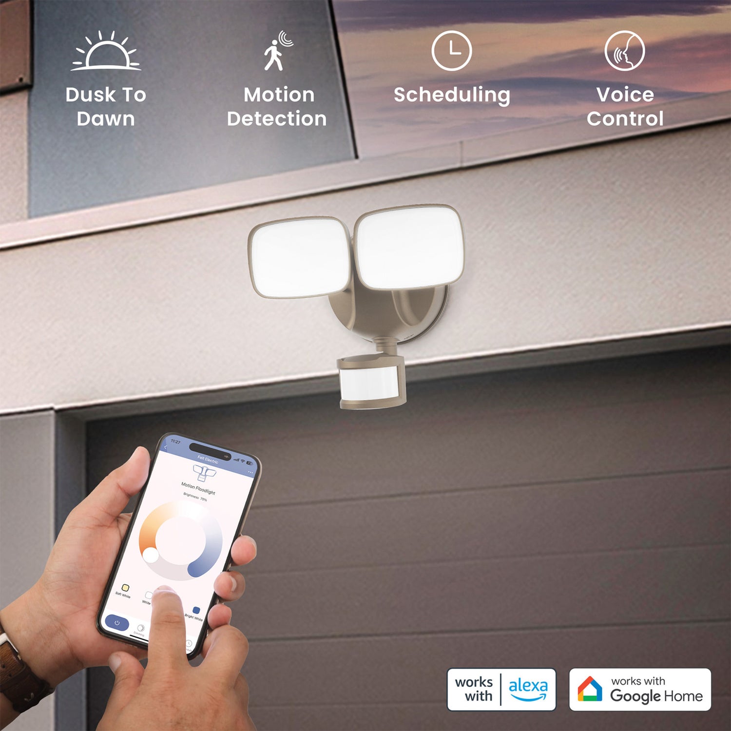 9 in. Tunable White Alexa Google Smart Bronze Flood Light