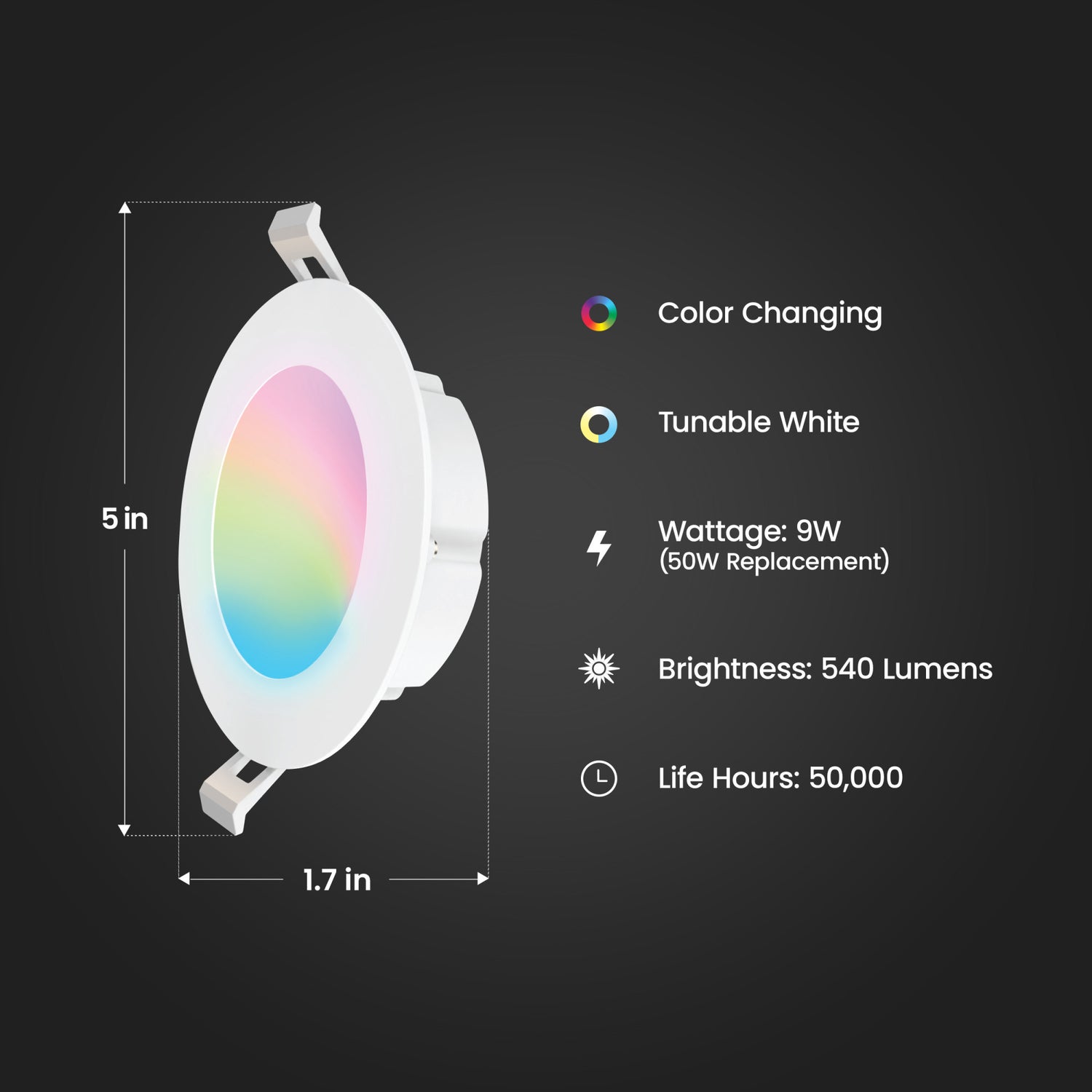 4 in. 9W (50W Replacement) Tethered J-Box Smart Canless LED Downlight