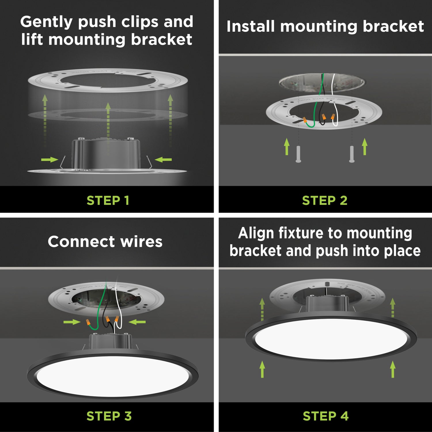 11 in. 13.7W (75W Replacement) Selectable White Round Black LED Flat Panel Ceiling Light (2-Pack)