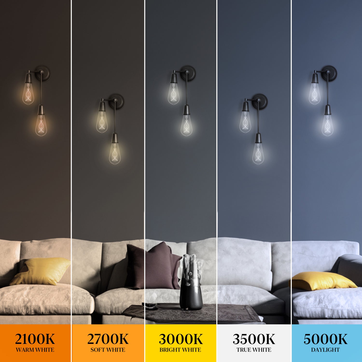 8.2W (60W Equivalent) Warm Light (2100K) ST19 Shape (E26 Base) LED Exposed Thin Designer White Filament Bulb
