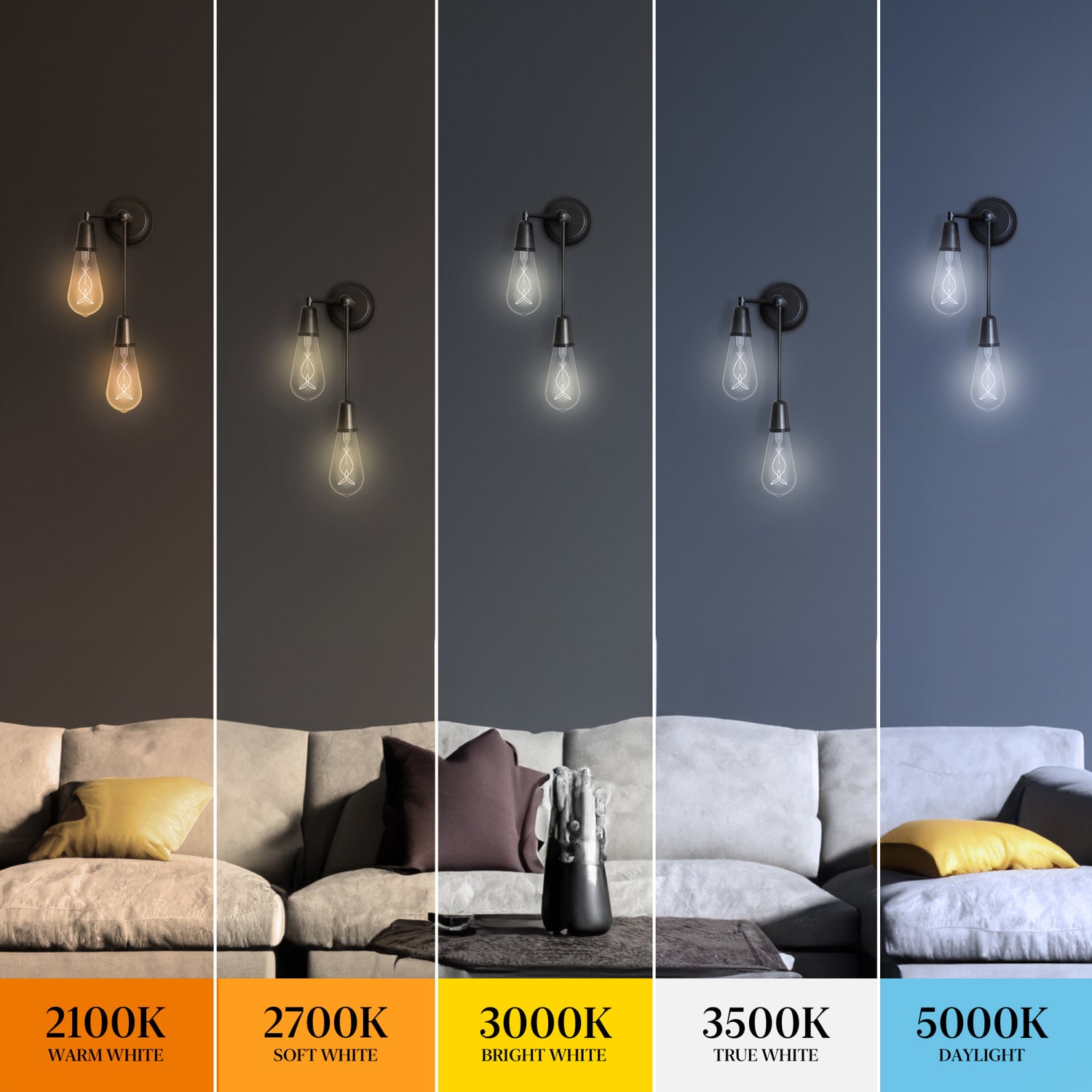8.2W (60W Equivalent) Daylight (5000K) ST19 Shape (E26 Base) LED Designer White Filament Bulb