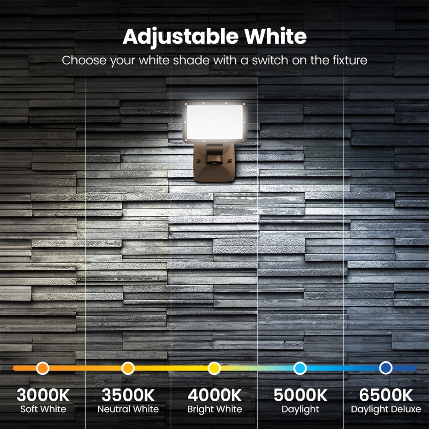 8500 Lumen Adjustable White Wall Flood Light with Lumen Select