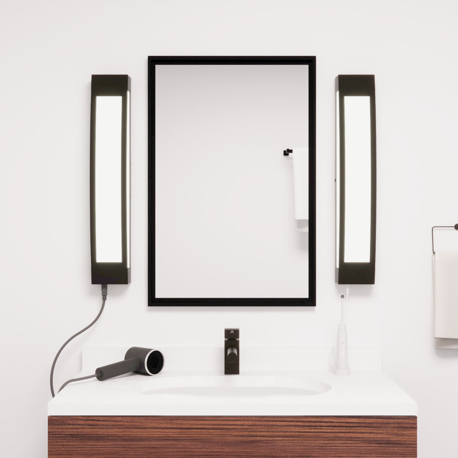 26 in. Vanity with Outlet, Black