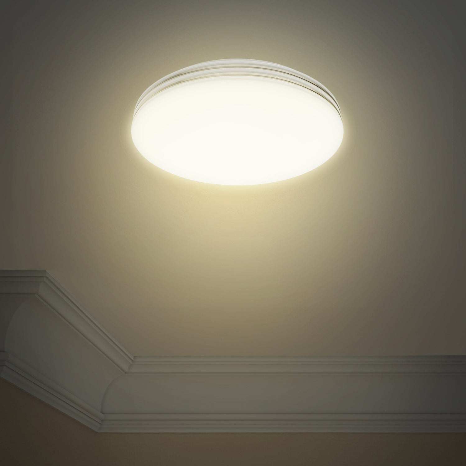 14 in. Dimmable Adjustable White LED Flush Mount Ceiling Fixture, Chrome