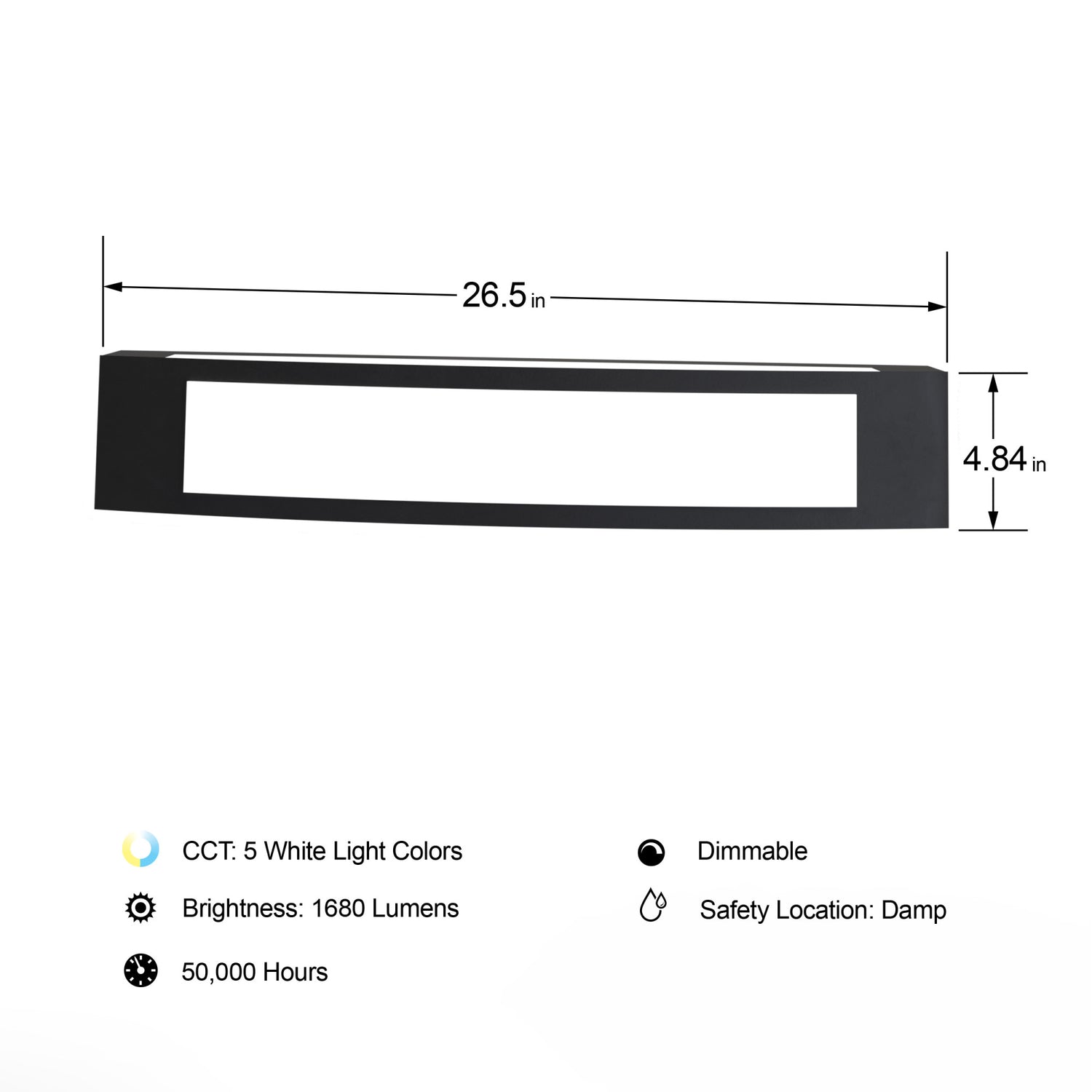 26 in. Vanity with Outlet, Black