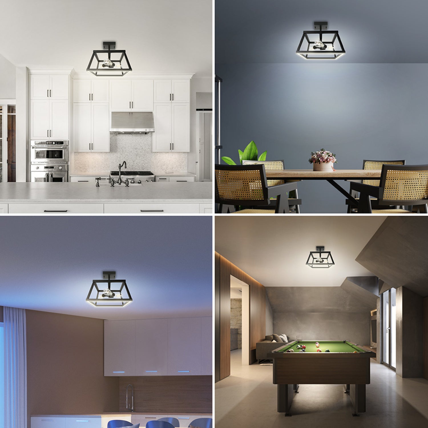 Katalyst Collection 15 in. Decorative 3-Light Trapezoid Semi-Flush Mount