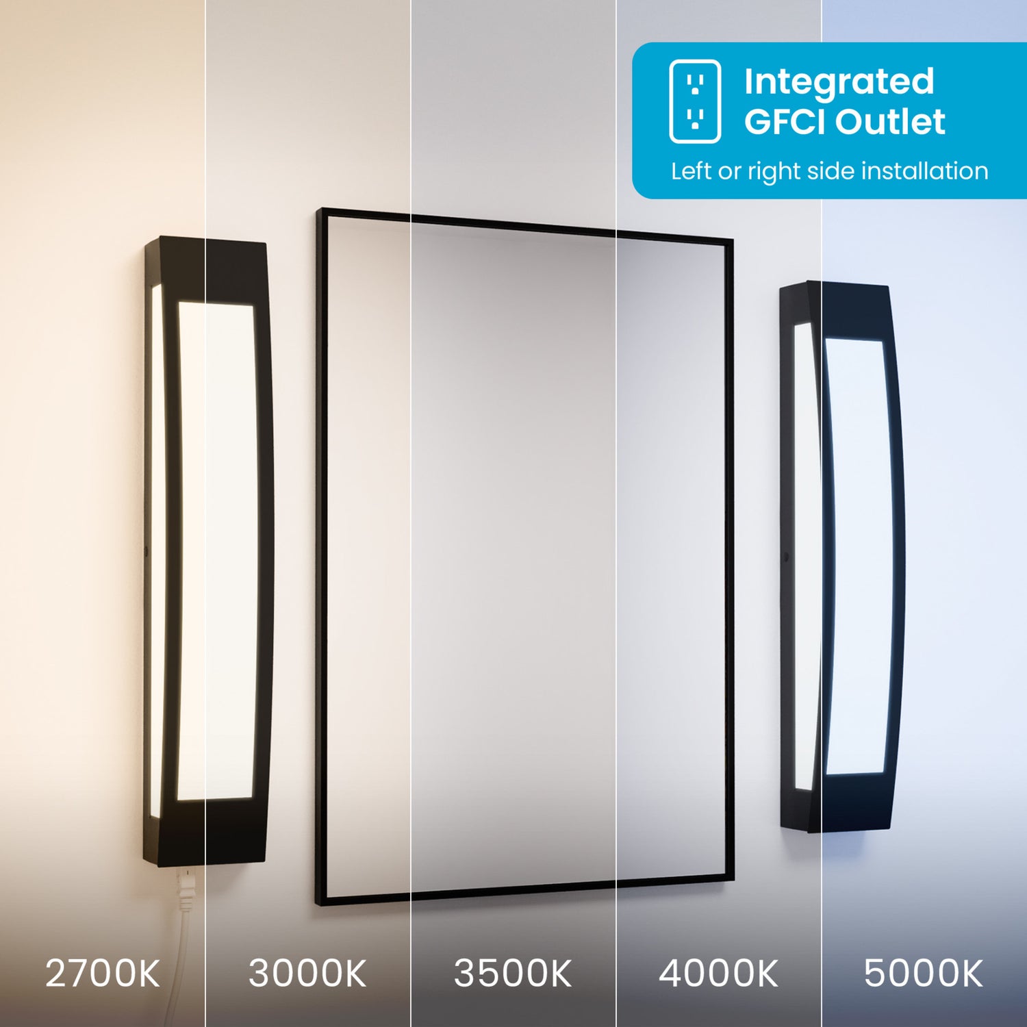 26 in. Vanity with Outlet, Black