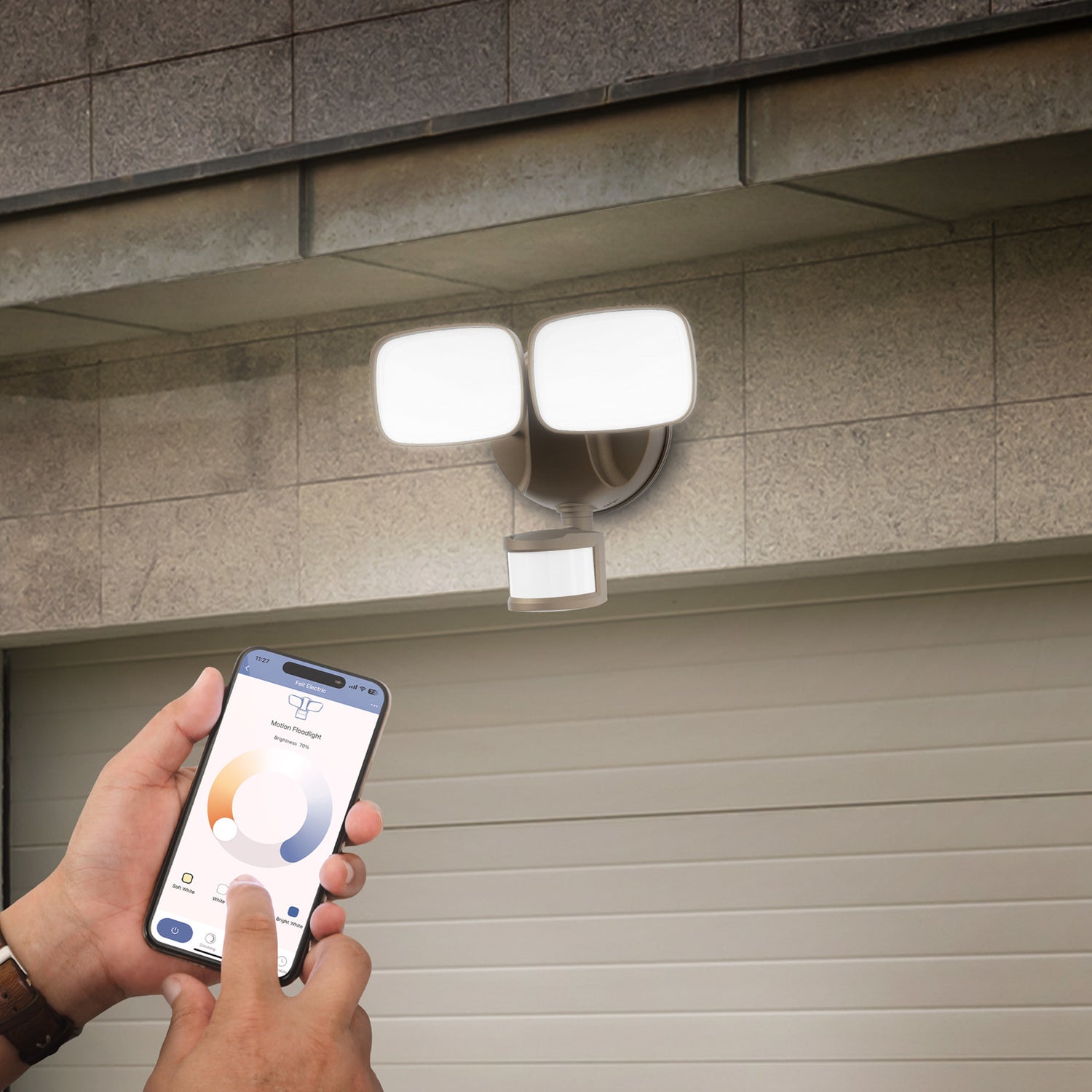 9 in. Tunable White Alexa Google Smart Bronze Flood Light