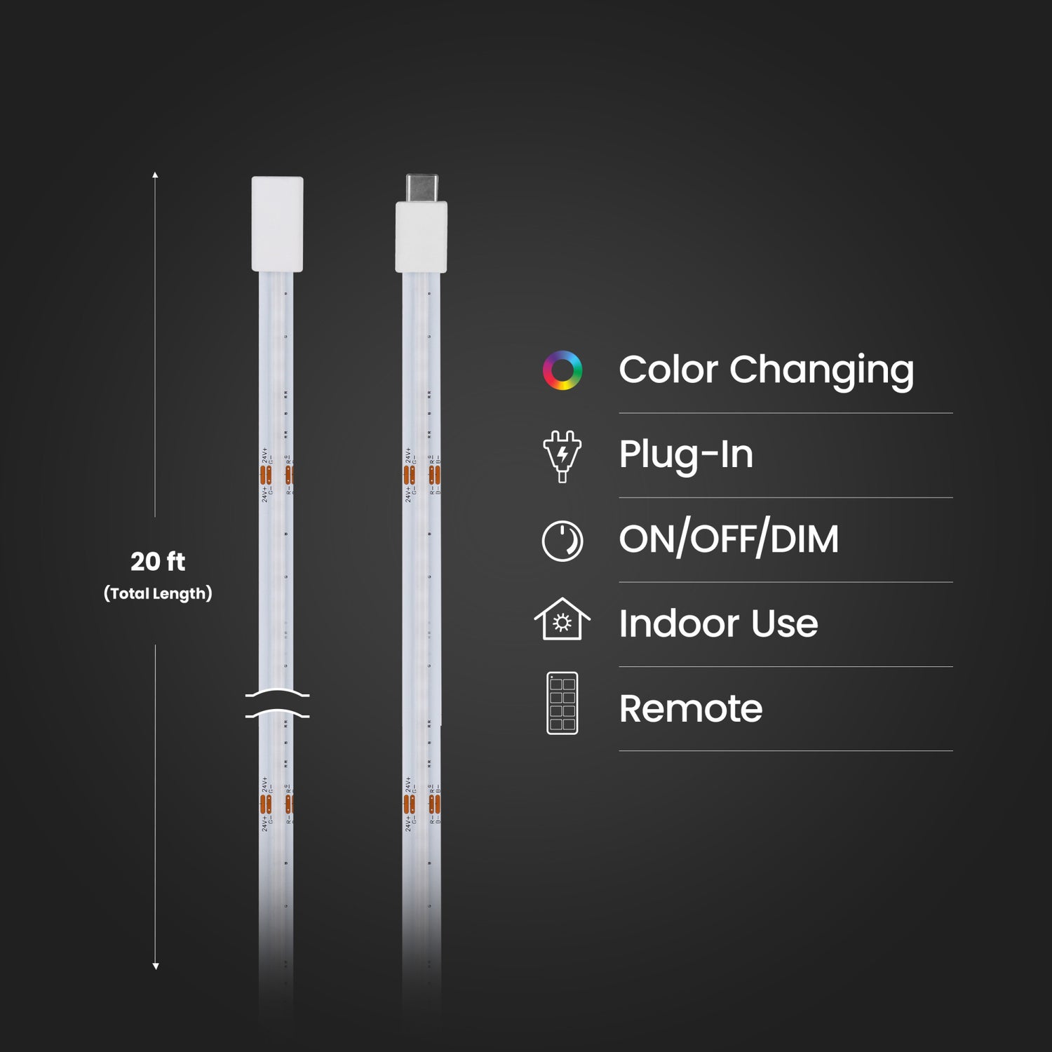 20 ft. Indoor Continuous Color Tape Light with Remote