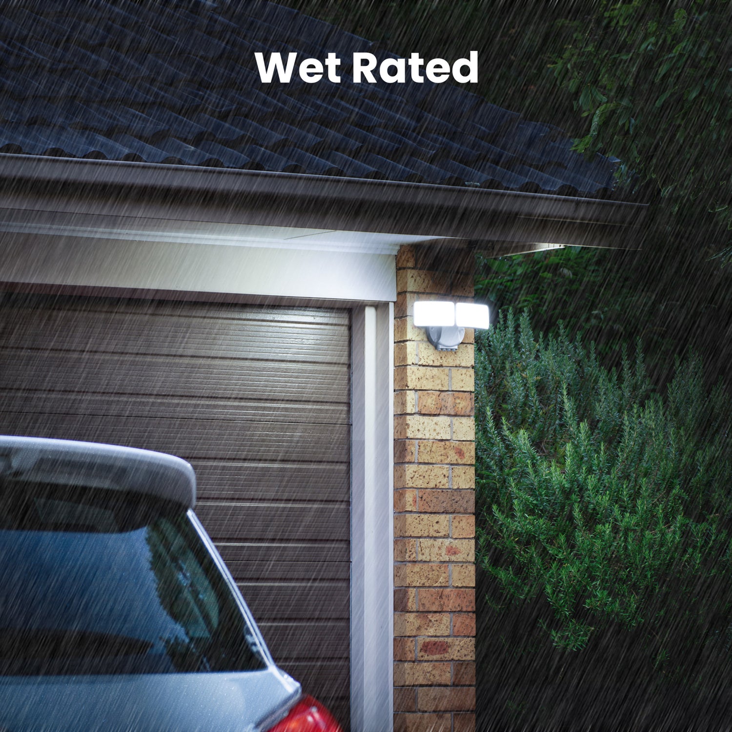 9 in. Dual Head Motion Security Flood Light, White