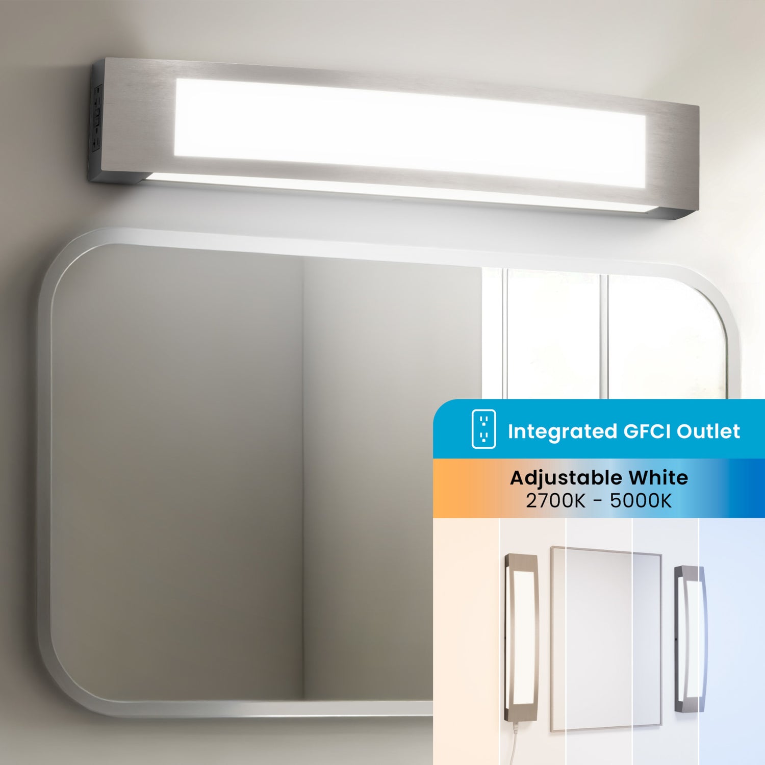 26 in. Vanity with Outlet, Nickel