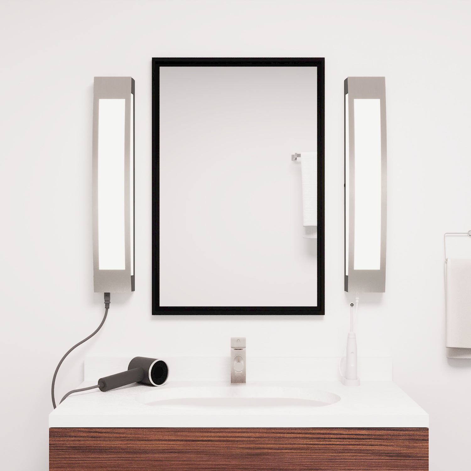 26 in. Vanity with Outlet, Nickel