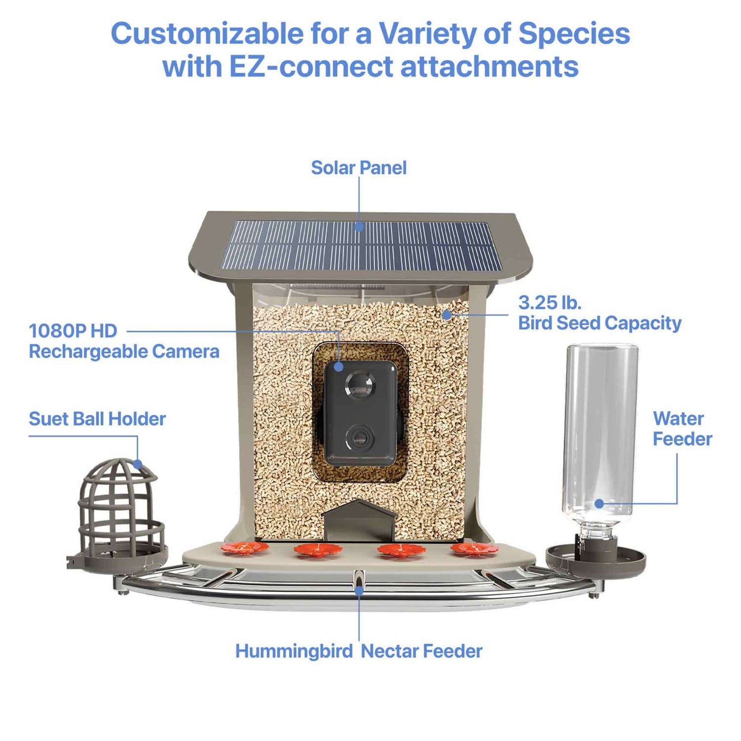 2.5L Smart Solar Camera Bird Feeder