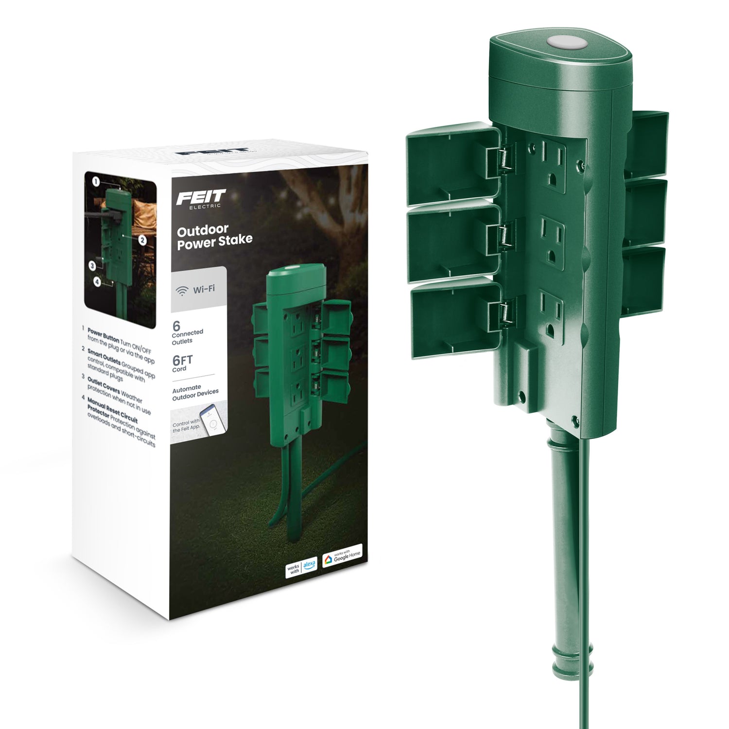 Six Outlet Outdoor Stake Wi-Fi Smart Plug