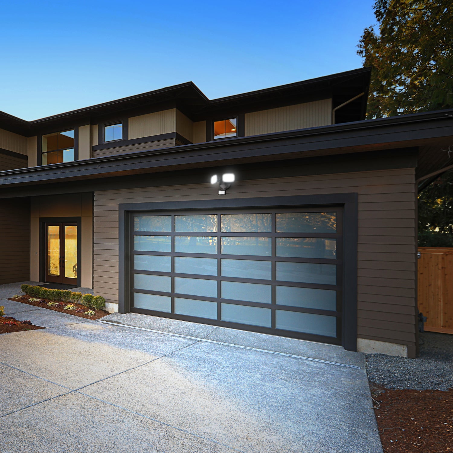 9 in. Tunable White Alexa Google Smart Bronze Flood Light