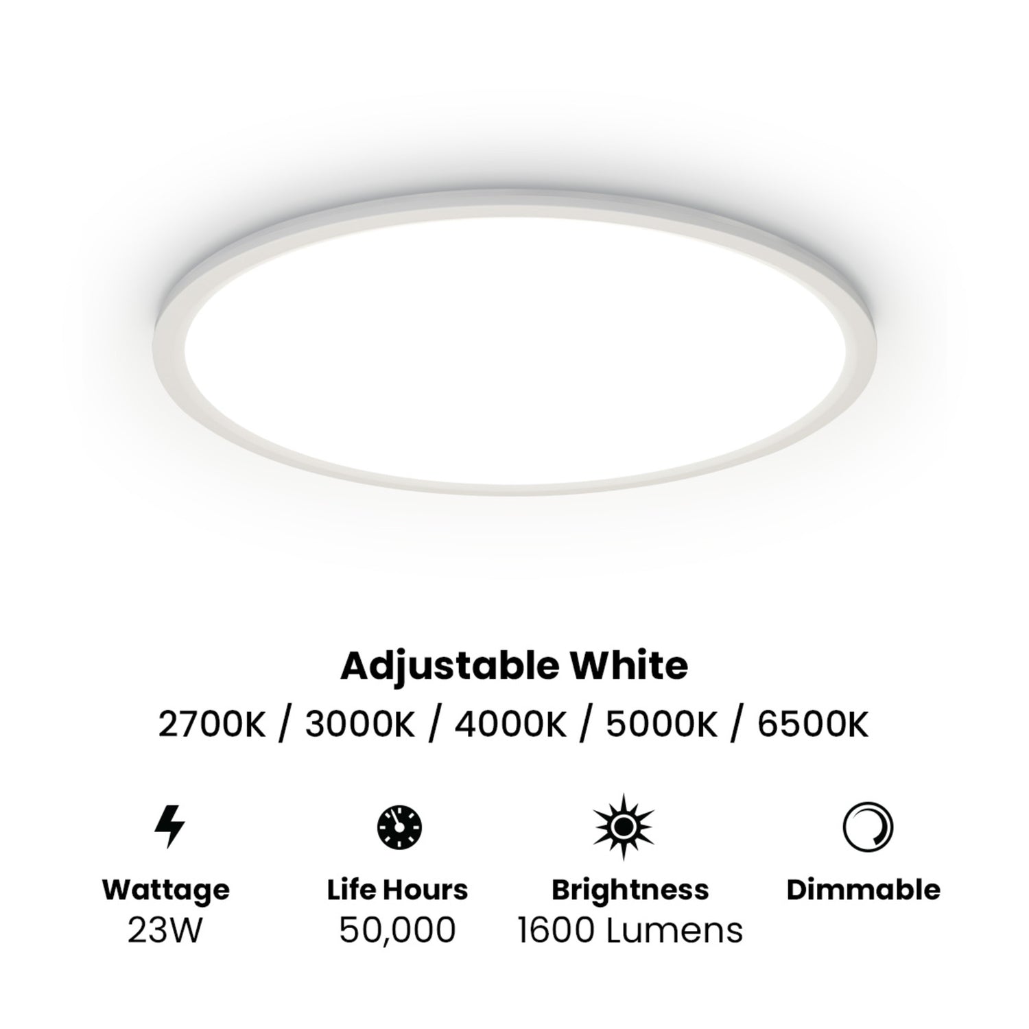 15" 5CCT Edge-Lit Flat Panel LED Ceiling Fixture