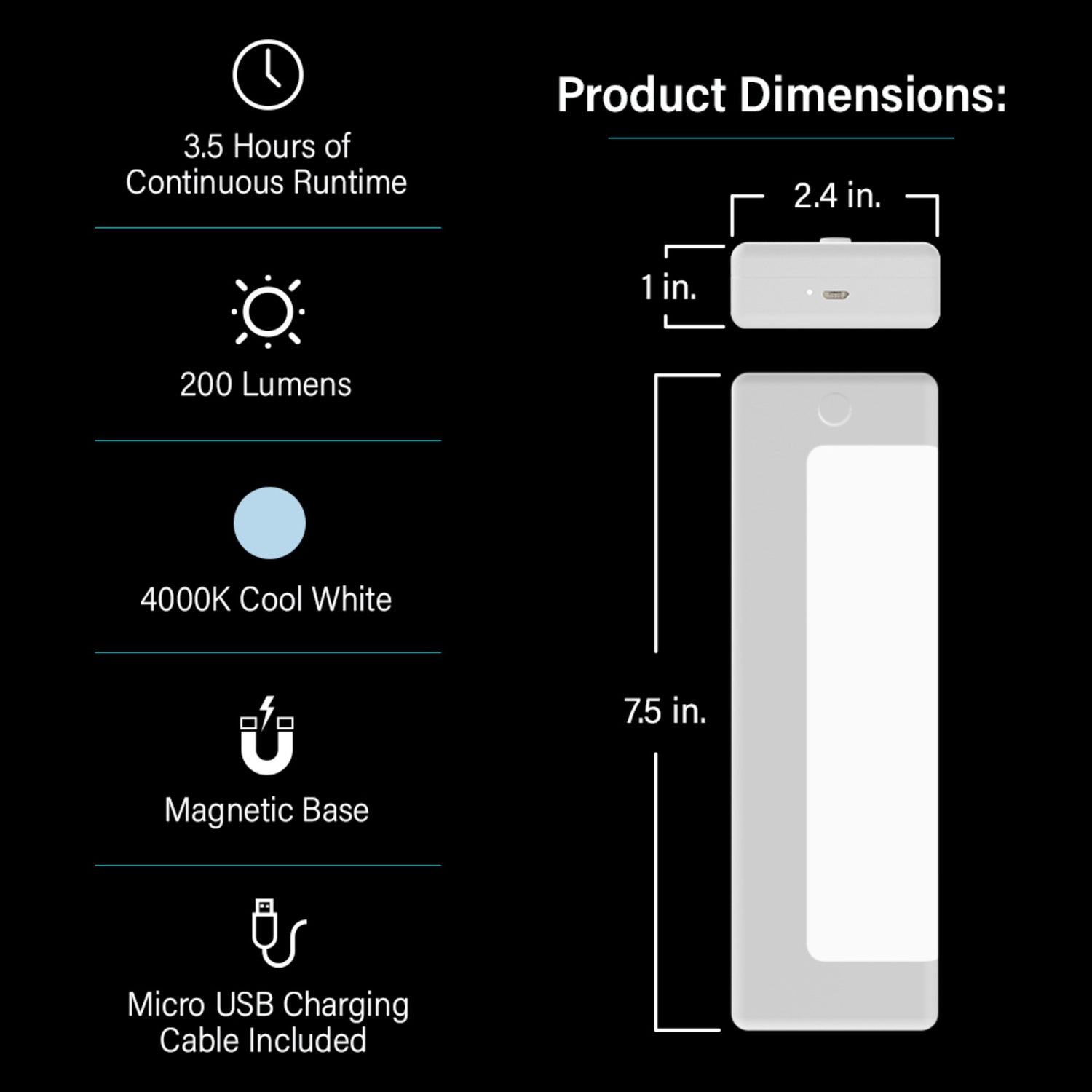 7.5 in. Rechargeable Battery Undercabinet Light - Feit Electric