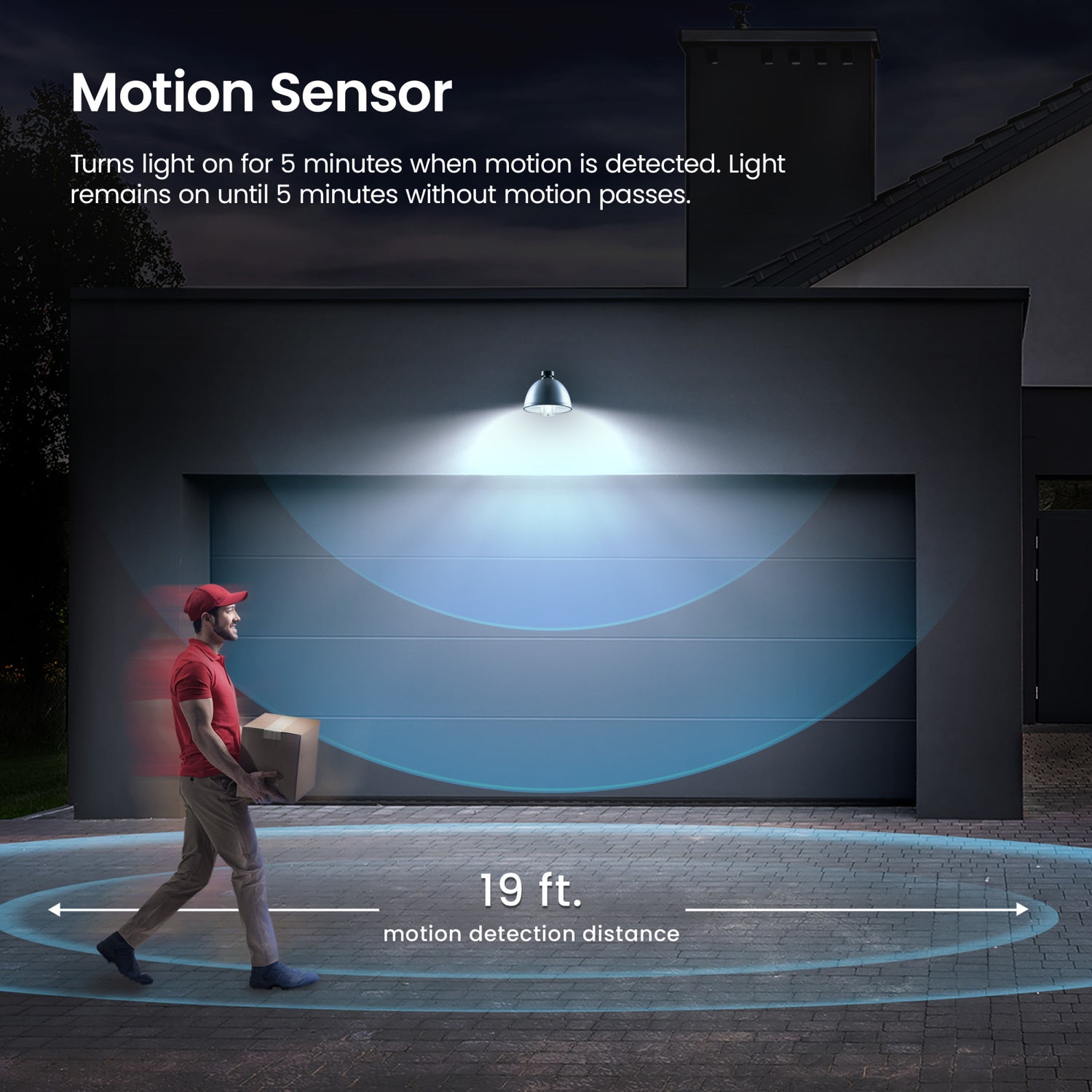 45W (300W Replacement) Daylight (5000K) Corn Cob Yard Light With Dusk to Dawn and Motion Sensors