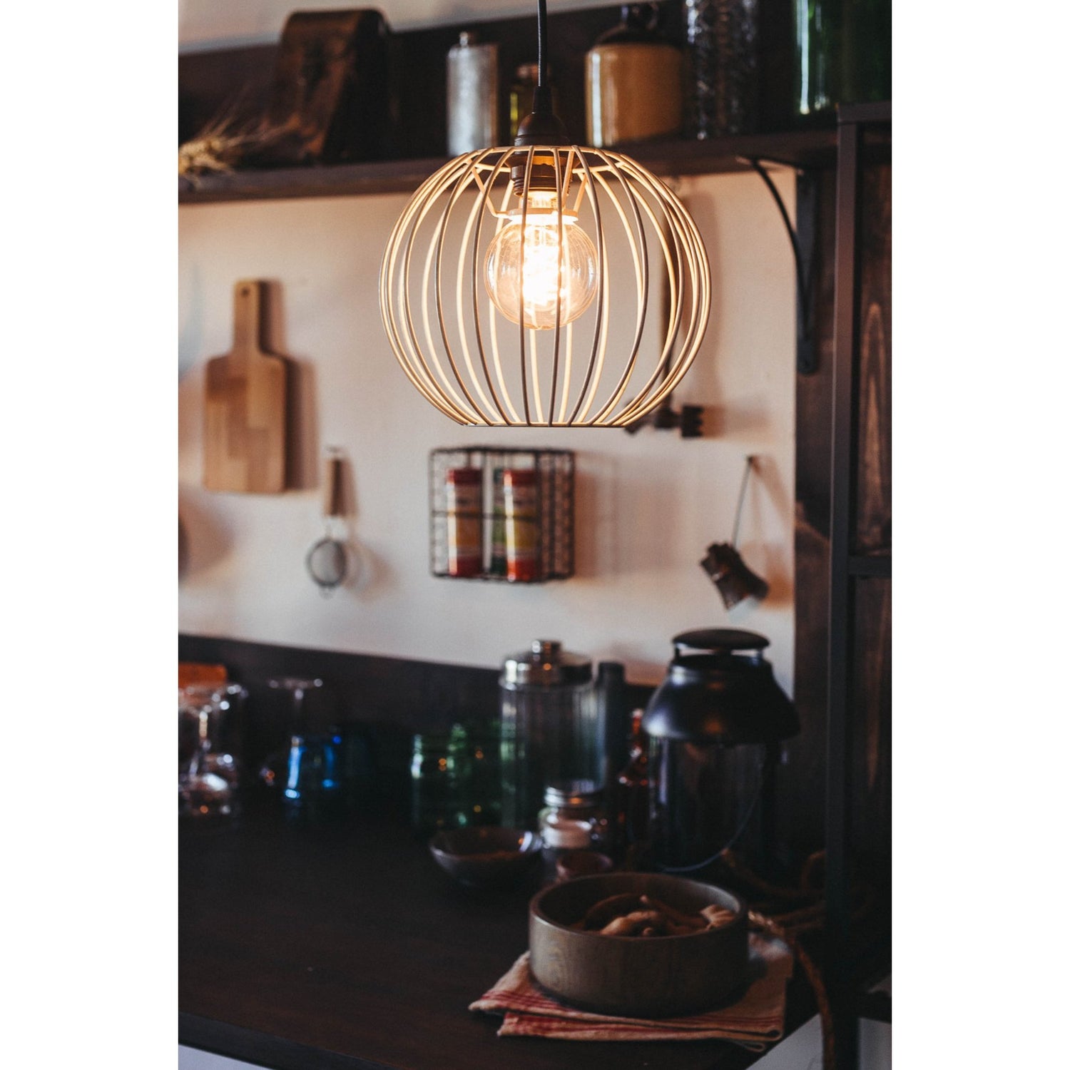 6.5W (60W Replacement) G63 E26 Dimmable Spiral Filament Amber Glass Vintage Edison LED Light Bulb, Warm White