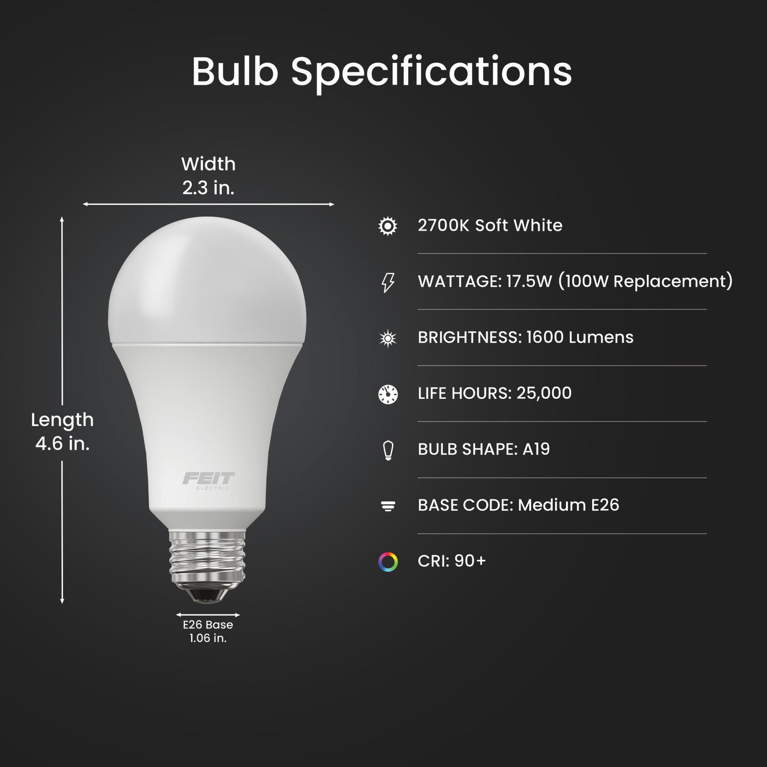 17.5W (100W Replacement) Soft White (2700K) E26 Base A19 Dimmable LED Bulb (36 2-Packs)