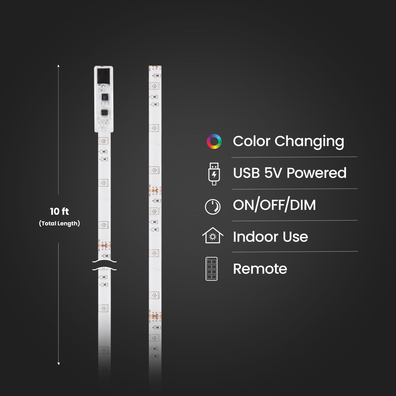 10 ft. Indoor Color USB Tape Light with Remote