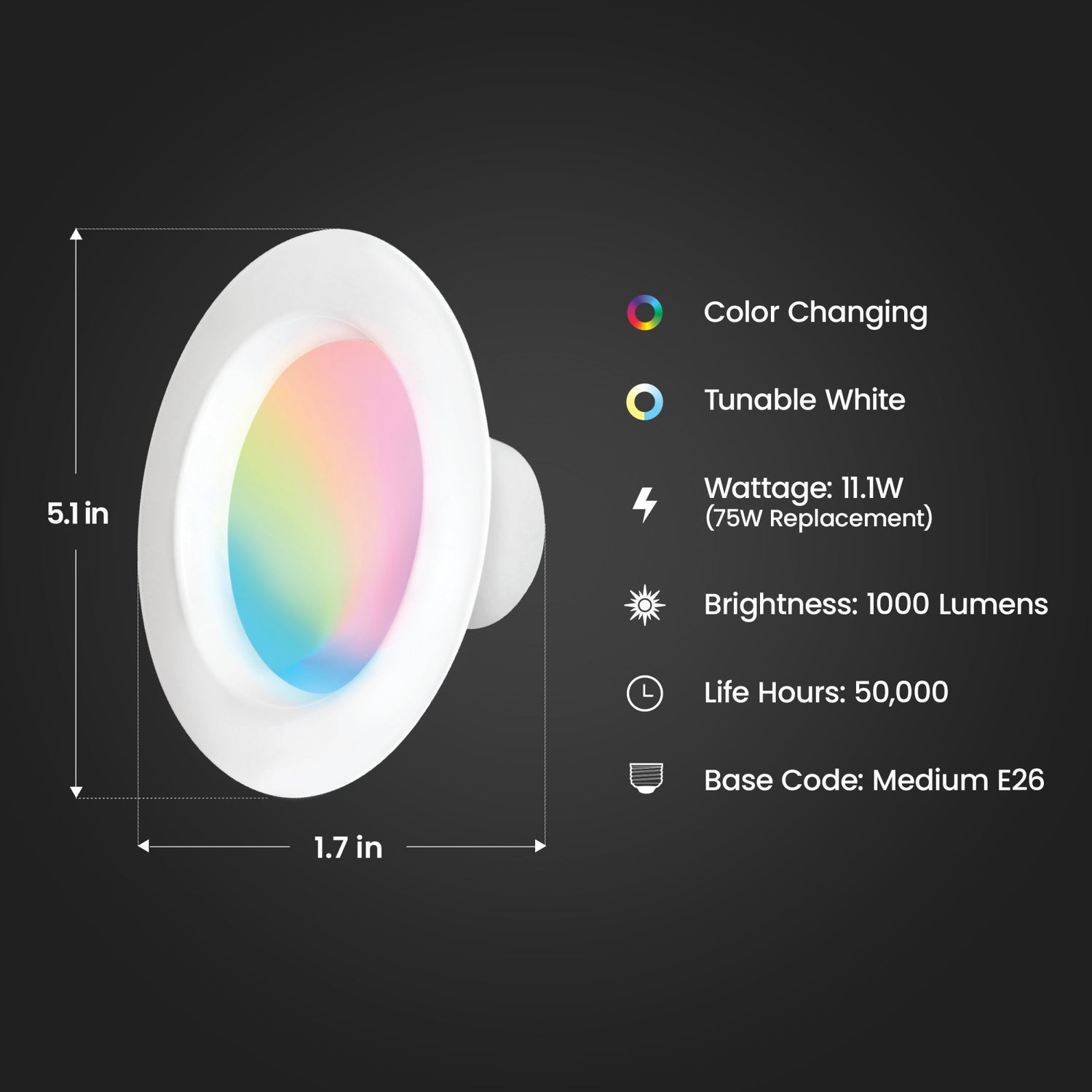 6 in. 11.1W (75W Replacement) Color Changing Smart Alexa Google Recessed Downlight