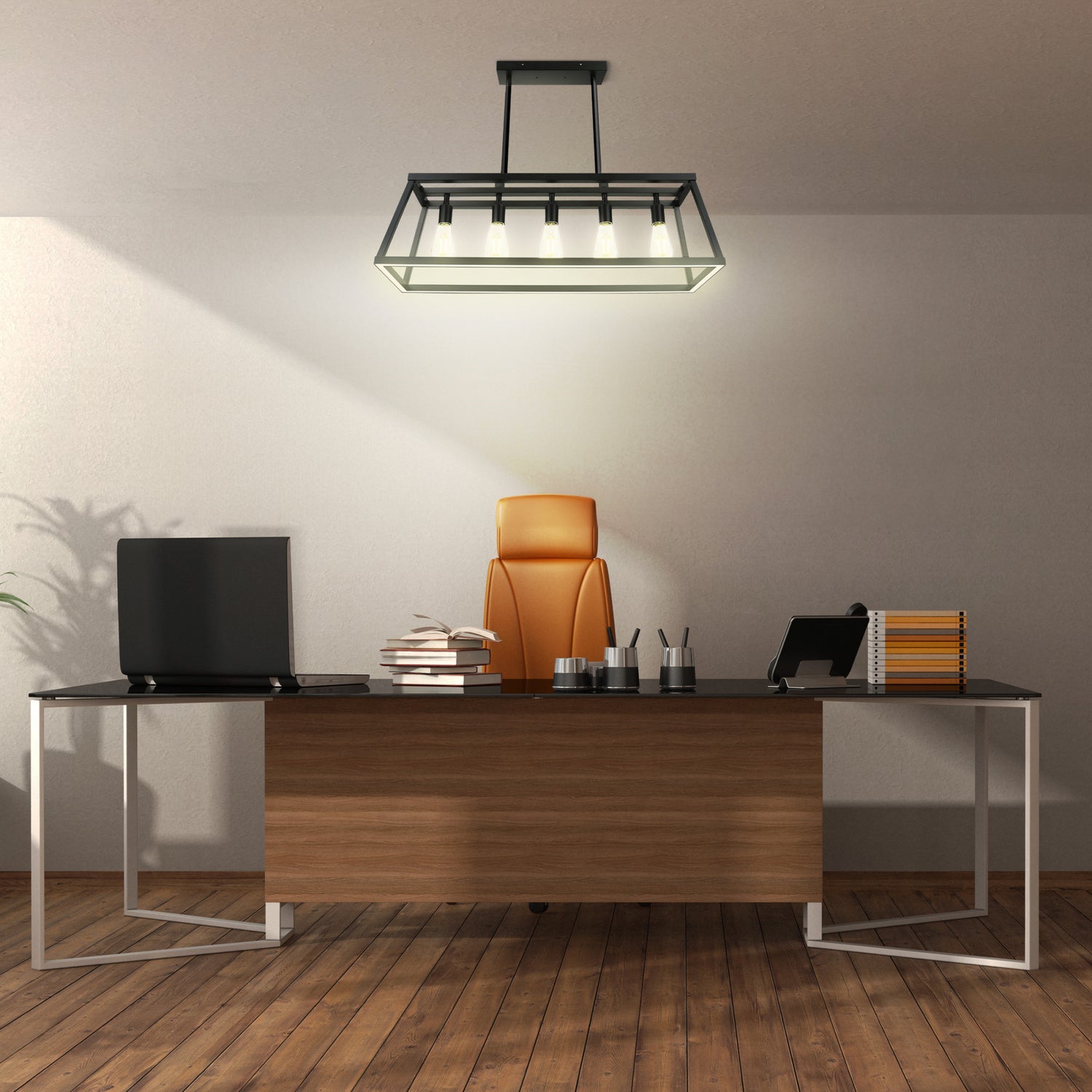 Katalyst Collection LED Decorative 5-Light Chandelier Matte Black