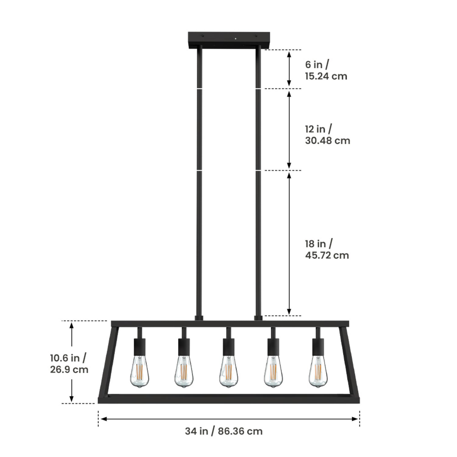 Katalyst Collection LED Decorative 5-Light Chandelier Matte Black