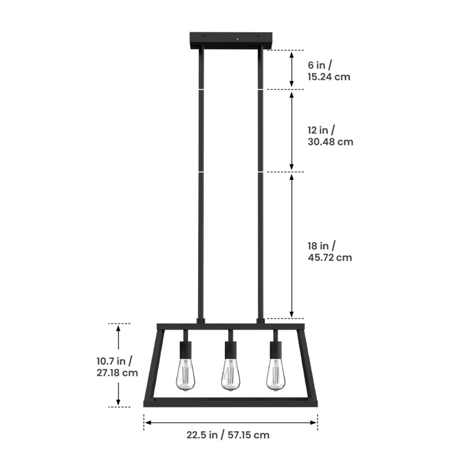 Katalyst Collection LED Decorative 3-Light Chandelier Matte Black