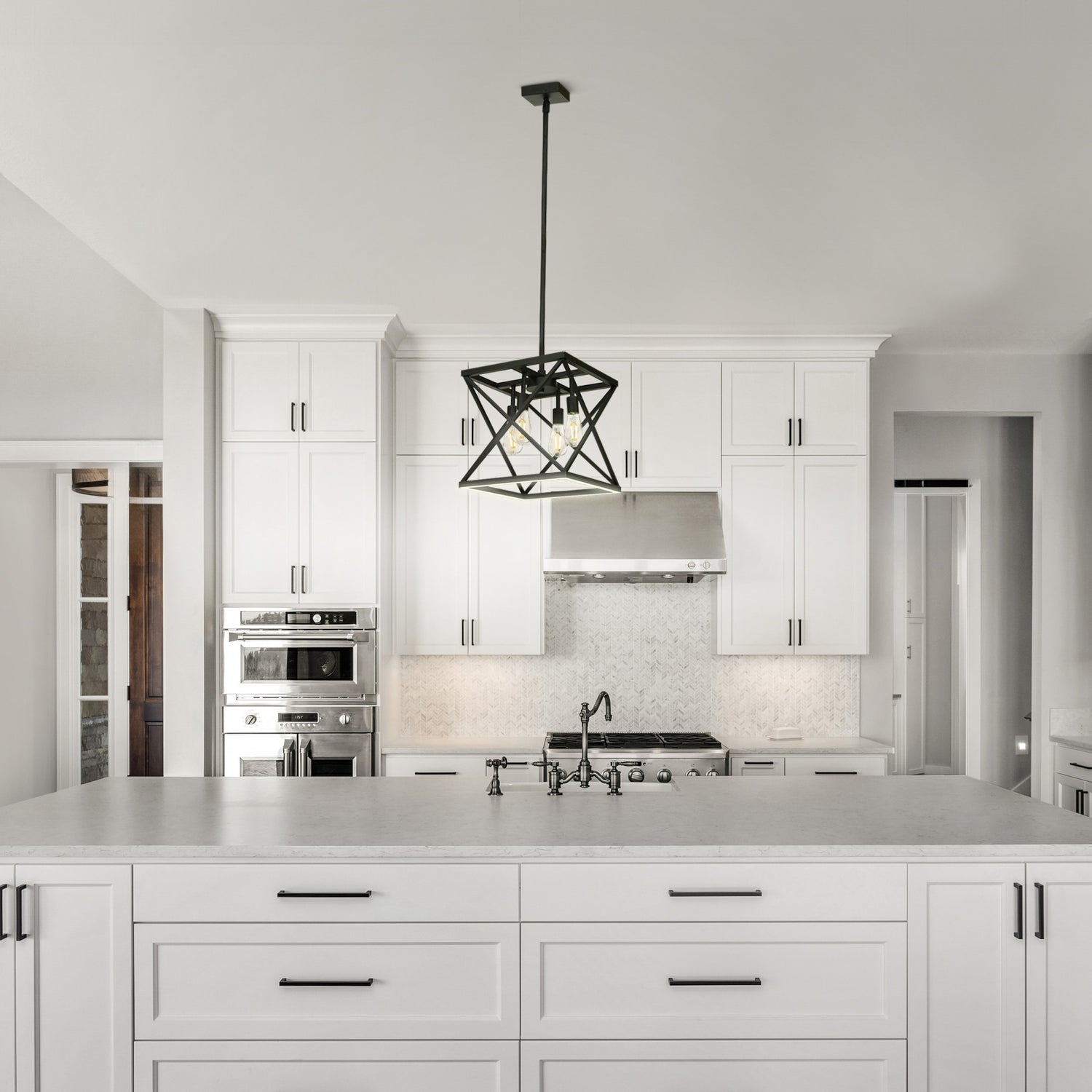 Katalyst Collection LED Decorative 4-Light Criss-Cross Pendant, Matte Black