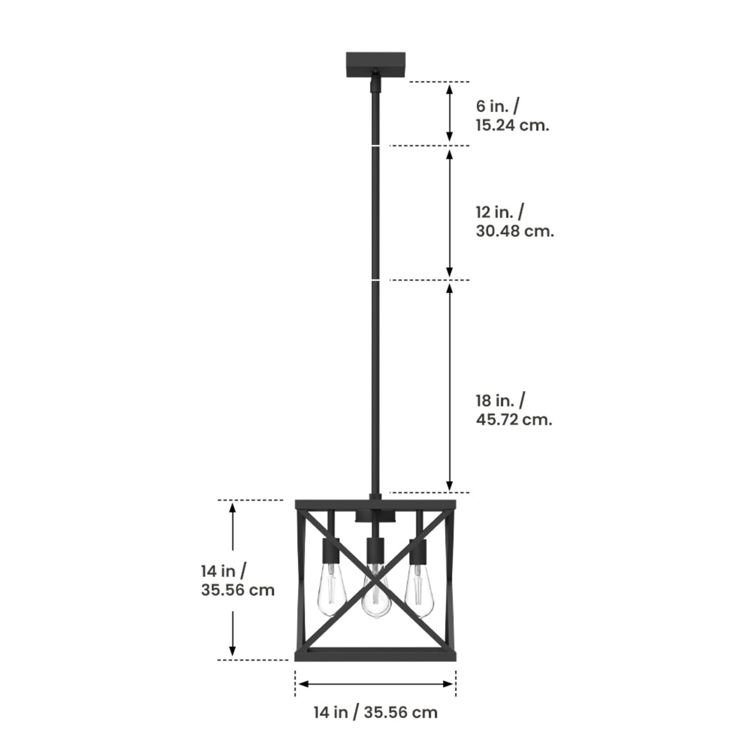 Katalyst Collection LED Decorative 4-Light Criss-Cross Pendant, Matte Black